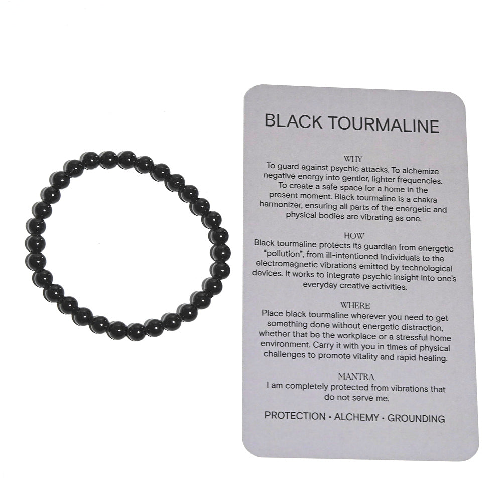 Black Tourmaline Bracelet for Grounding & Protection - Natural Crystal Healing Jewelry for Stress Relief, EMF Protection & Spiritual Wellness