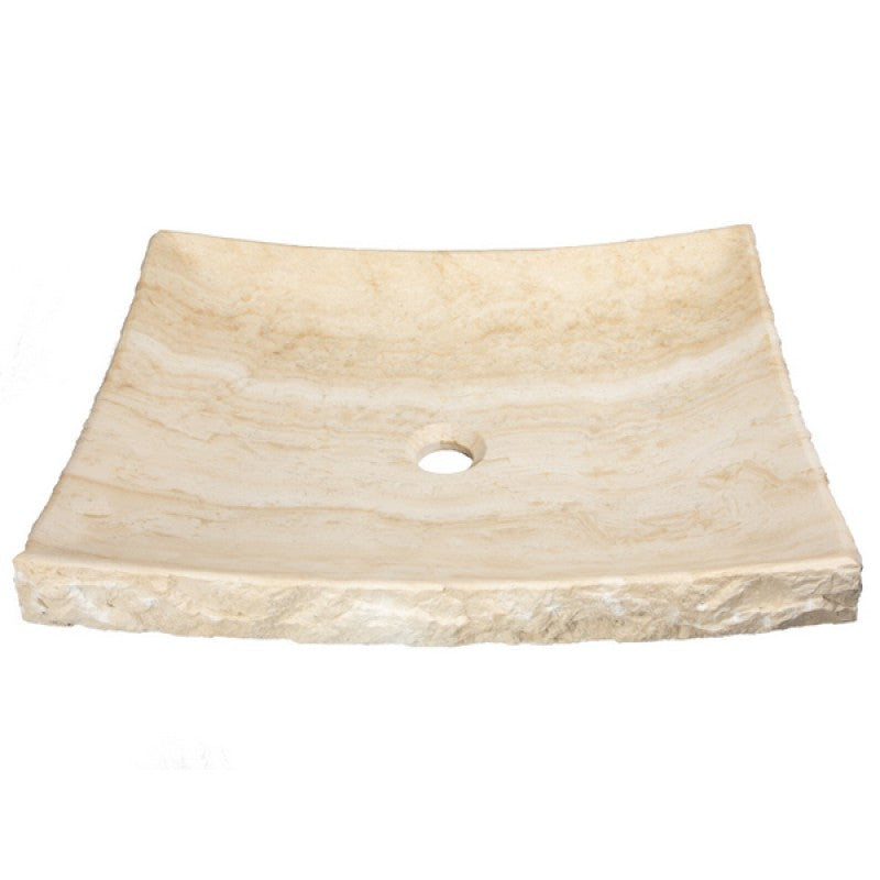 Large White Travertine Zen Vessel Sink - Modern Bathroom Vanity Sink for Spa, Luxury Home & Hotel Decor