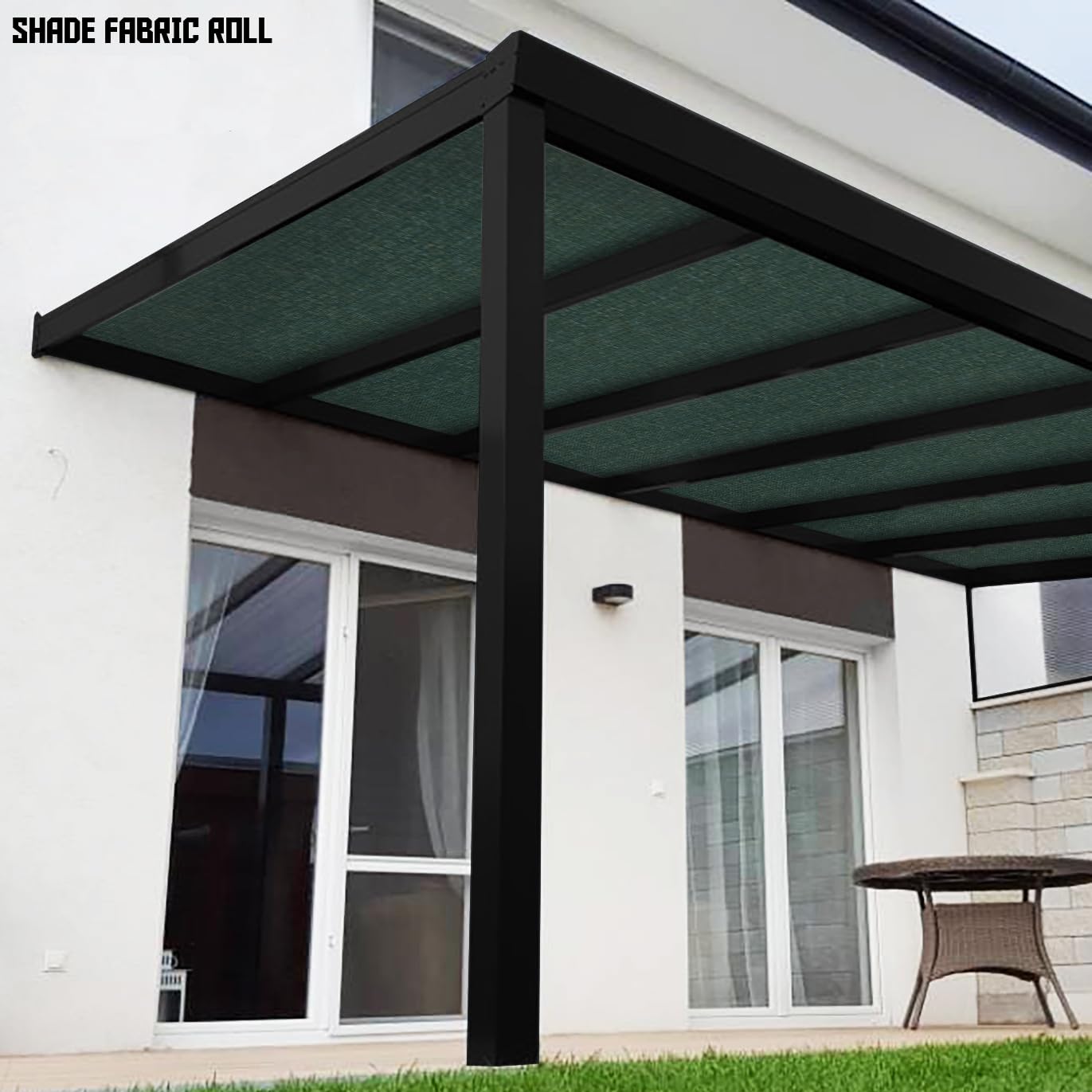 TANG Sunshades Depot 8x90 Ft Green Sunscreen Shade Fabric Roll - 95% UV Block Privacy Screen & Windscreen - Outdoor Mesh Shade Cloth for Garden, Greenhouse, Barn, Patio, and Pool Area Protection