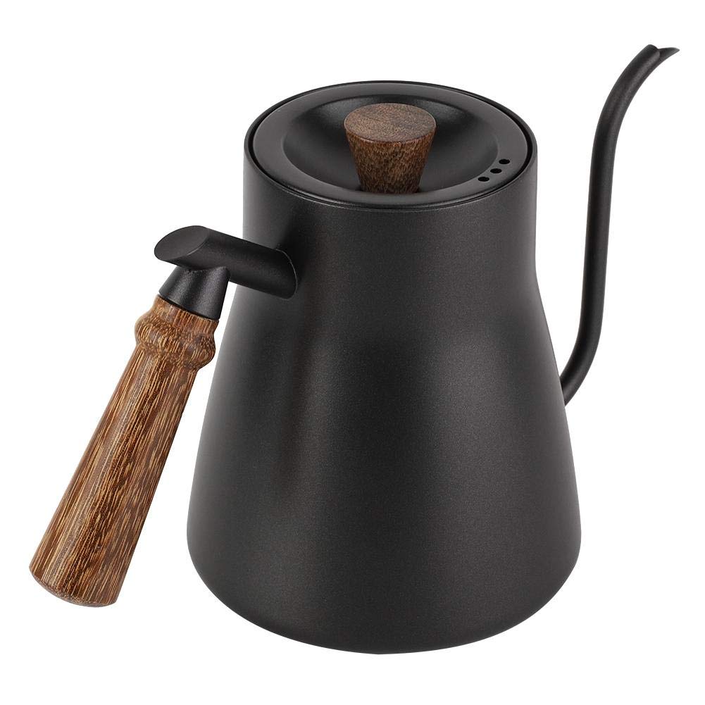Premium Stainless Steel Coffee Teapot - 850ml Drip Over Kettle with Wooden Handle for Pour Over Coffee & Loose Leaf Tea | Ideal for Home, Office & Cafe Use | No Thermometer Included