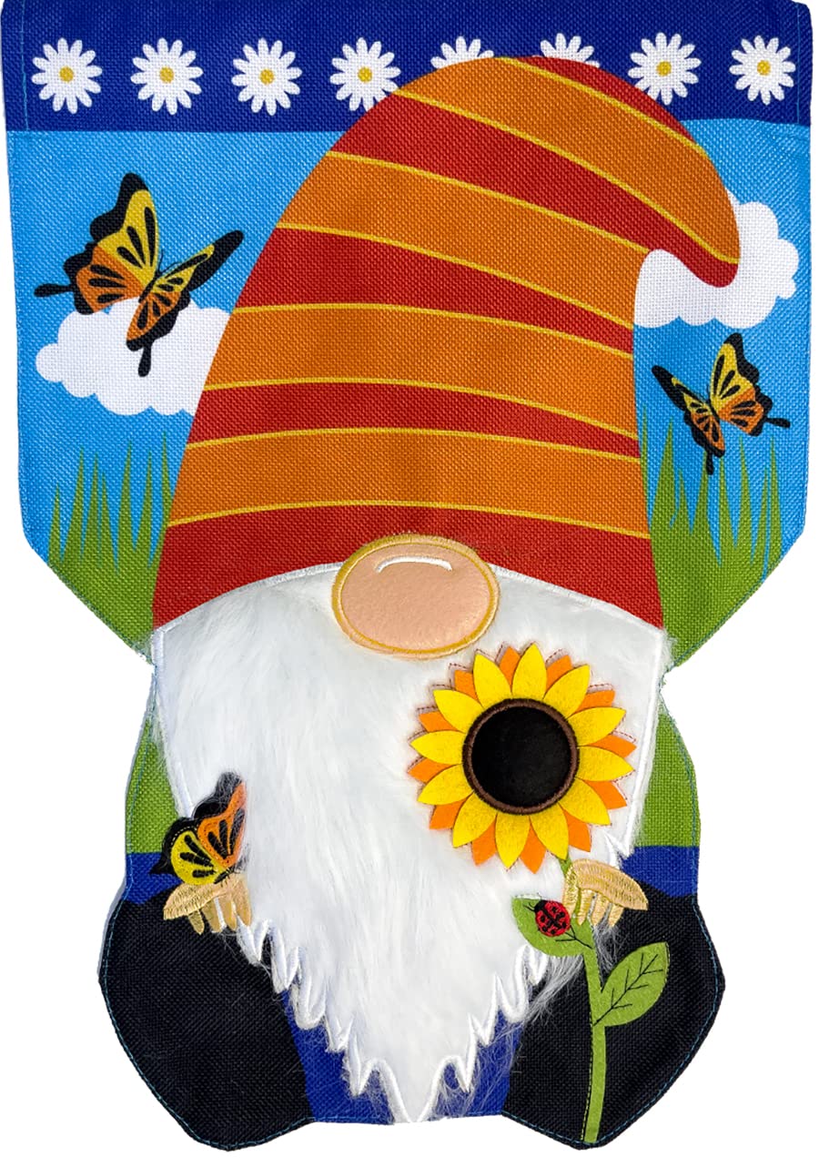 Briarwood Lane Home Sweet Home Gnome Spring Burlap House Flag 28x40 Inch - Outdoor Garden Decor for Porch, Yard & Seasonal Home Decoration