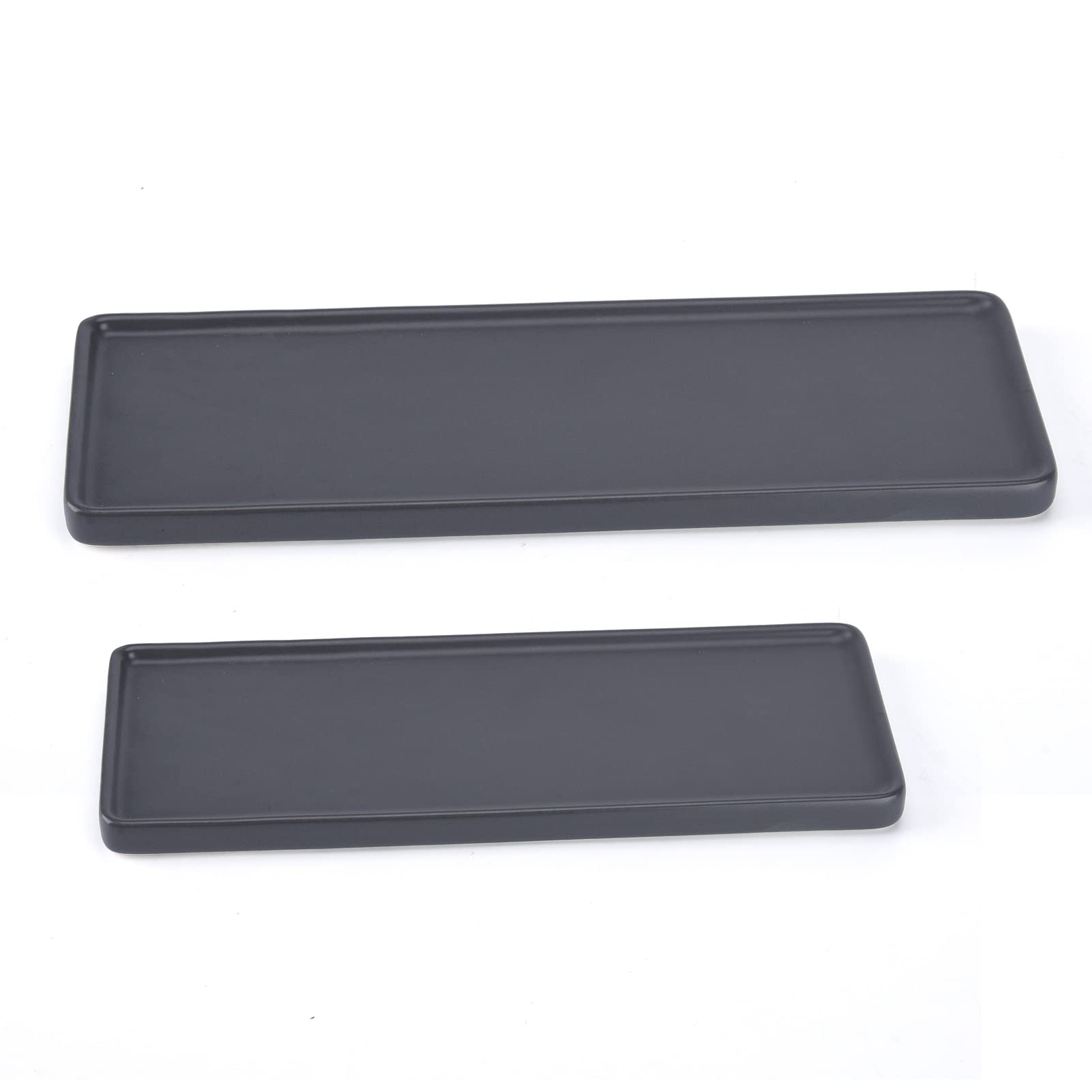 AUXSOUL 2-Pack Ceramic Bathroom Vanity Trays - Rectangular Sink & Bathtub Storage Organizer for Cosmetics, Jewelry & Tissues (Grey) | Perfect for Spa Days, Home Organization & Bathroom Decor