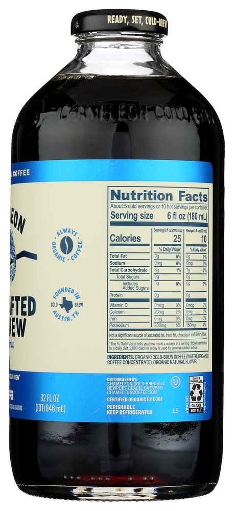 Chameleon Cold-Brew Vanilla Coffee Concentrate - 6 Pack | Premium Organic Cold Brew Coffee for Home, Office & Travel | Smooth & Bold Flavor | Perfect for Iced Coffee, Lattes & Cocktails