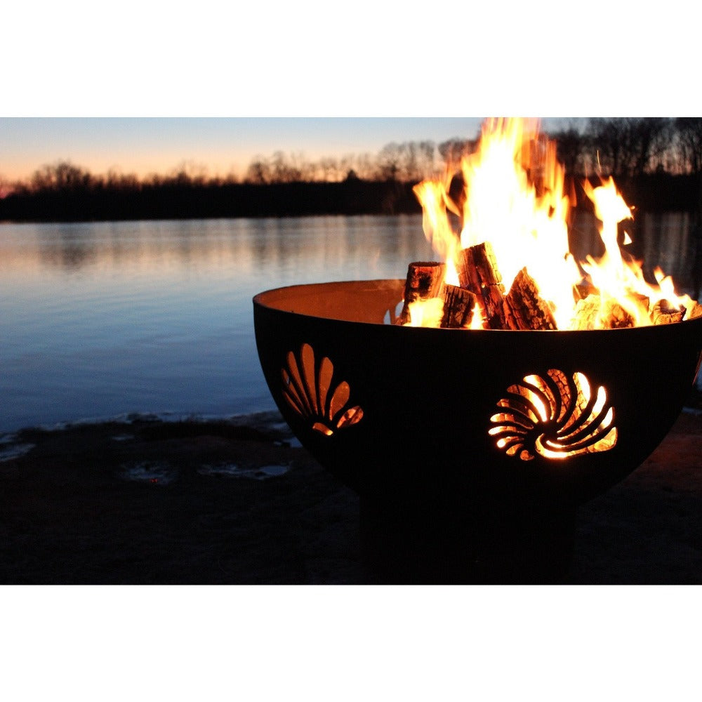 Handcrafted 36 Inch Carbon Steel Fire Pit - Beachcomber Design for Outdoor Gatherings, Camping & Backyard Decor