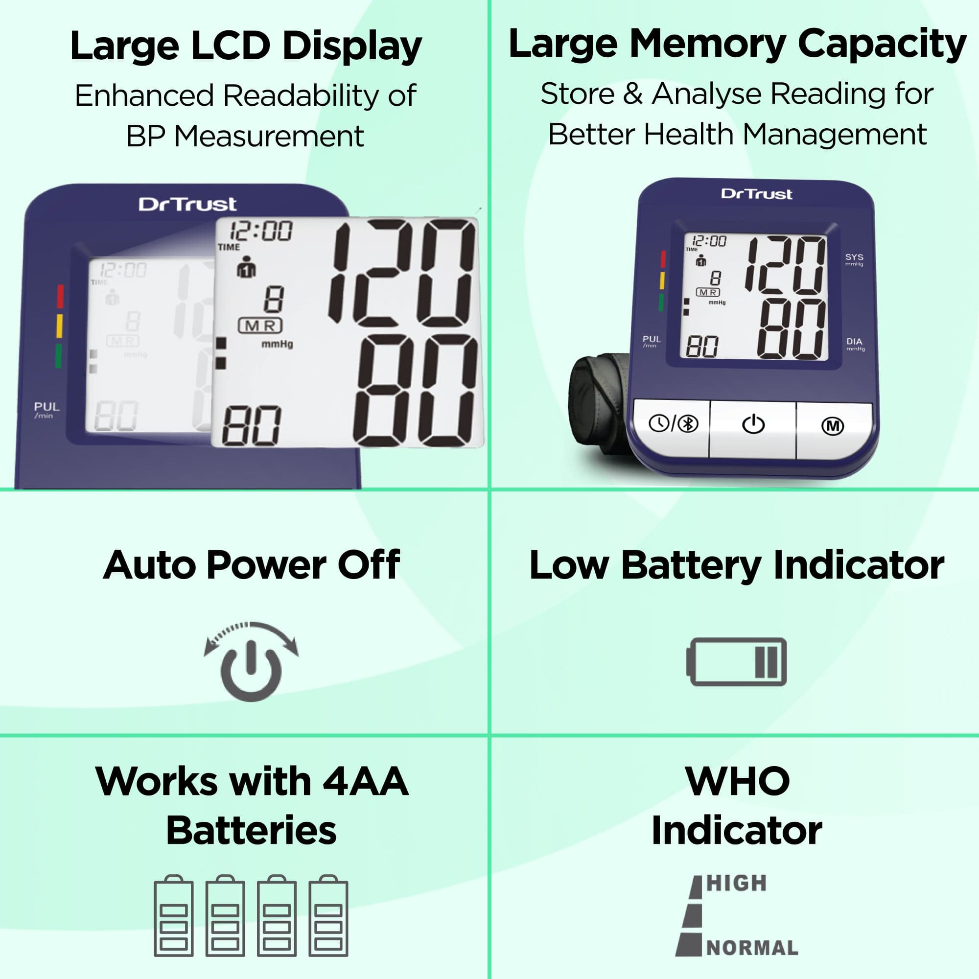 Dr Trust USA iCheck Connect Digital Blood Pressure Monitor - Accurate Wireless Bluetooth BP Machine for Home Use, Compatible with iOS & Android - Perfect for Health Tracking & Remote Patient Monitoring