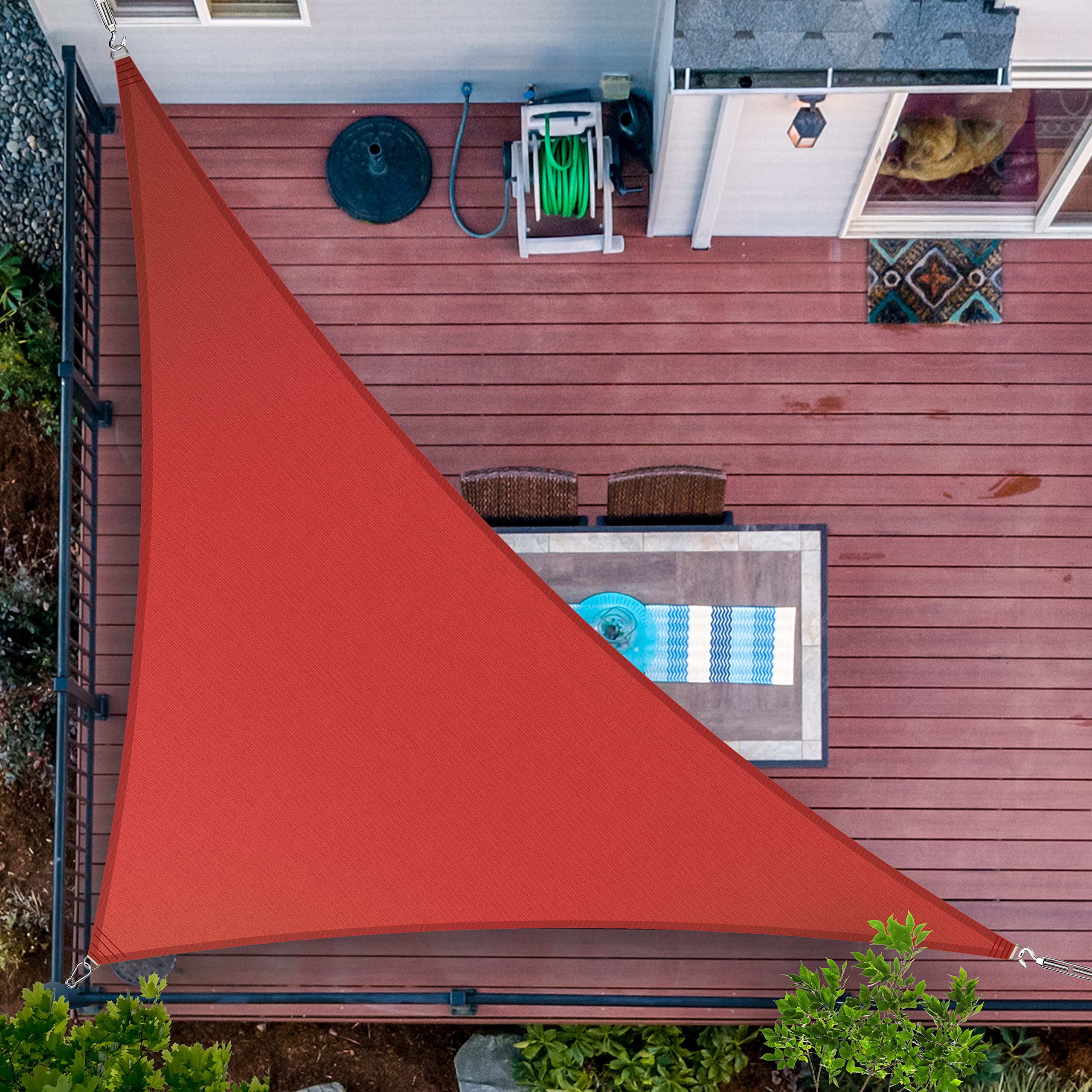 ShadeMart 10' x 18' x 20.6' Red Triangle Sun Shade Sail - UV Resistant, Water & Air Permeable Canopy Fabric for Outdoor Use - Heavy Duty Carport, Patio, Garden, Pool & Backyard Cover (Custom Sizes Available)