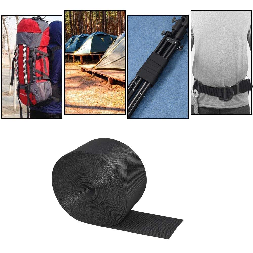 2 Inch Wide Flat Nylon Webbing - 10 Yards Roll (Black) for DIY Luggage Straps, Dog Leashes, Lawn Chairs, Hammocks, Towing & Outdoor Gear - Perfect for Camping, Furniture Repair & Craft Projects