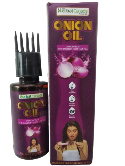 URJUWANI Red Onion Hair Oil with Comb Applicator - Promotes Hair Growth & Controls Hair Fall - Mineral Oil Free 50ml - Ideal for Daily Scalp Massage & Damaged Hair Repair