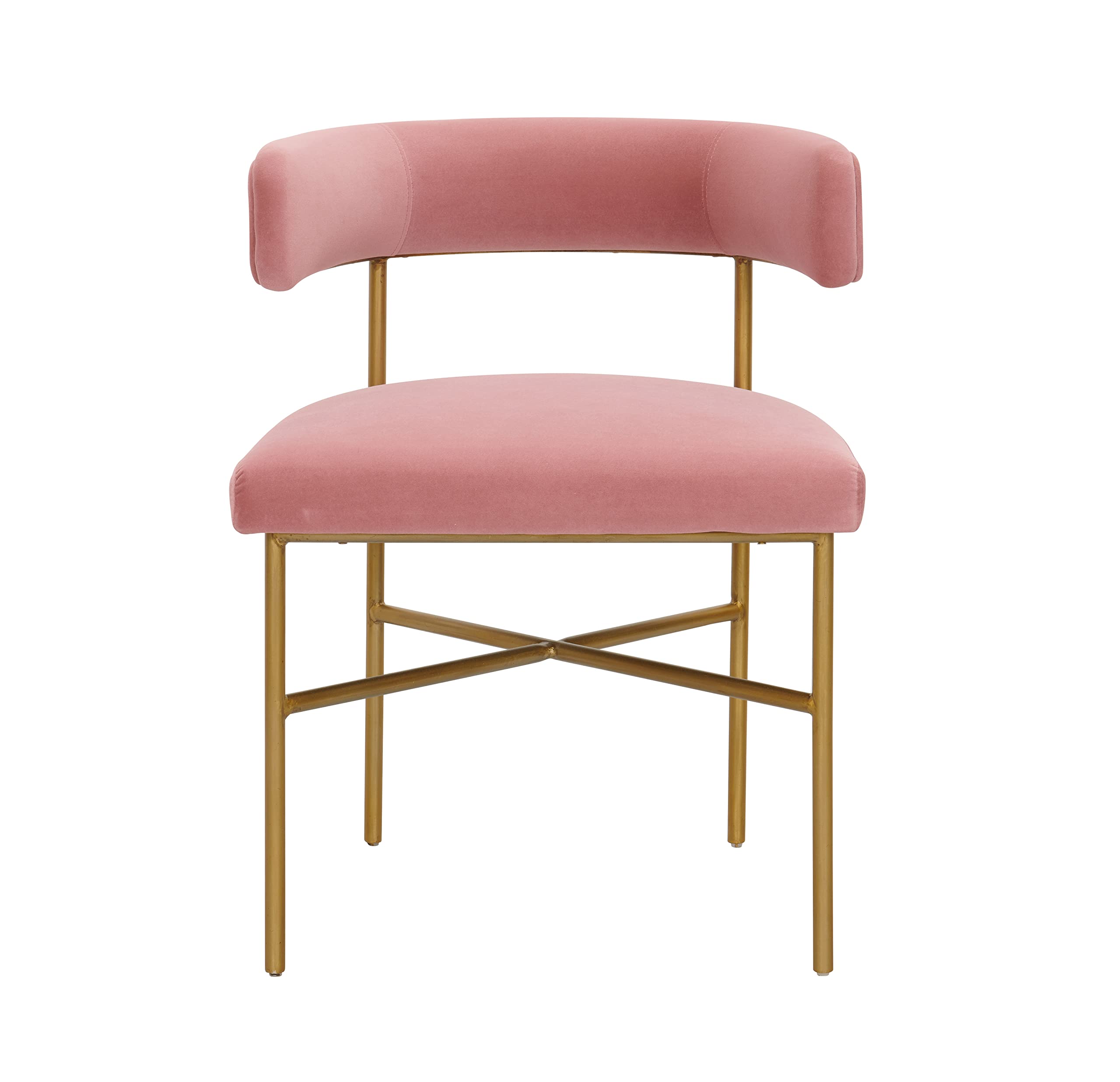 Tov Furniture Kim Performance Velvet Chair - Blush Pink Upholstered Accent Chair for Living Room, Bedroom & Office - Soft Velvet Fabric with Sturdy Wooden Legs - Modern Comfortable Seating for Home Decor