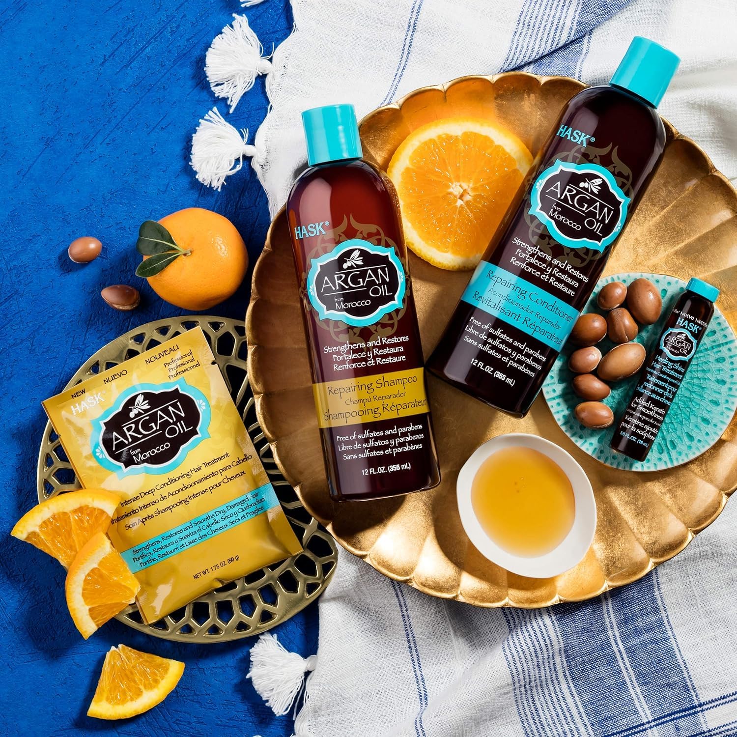 HASK Argan Oil From Morocco Repairing Deep Conditioner - 50 gm (Pack of 2) for Dry, Damaged Hair - Salon Quality Hair Treatment at Home