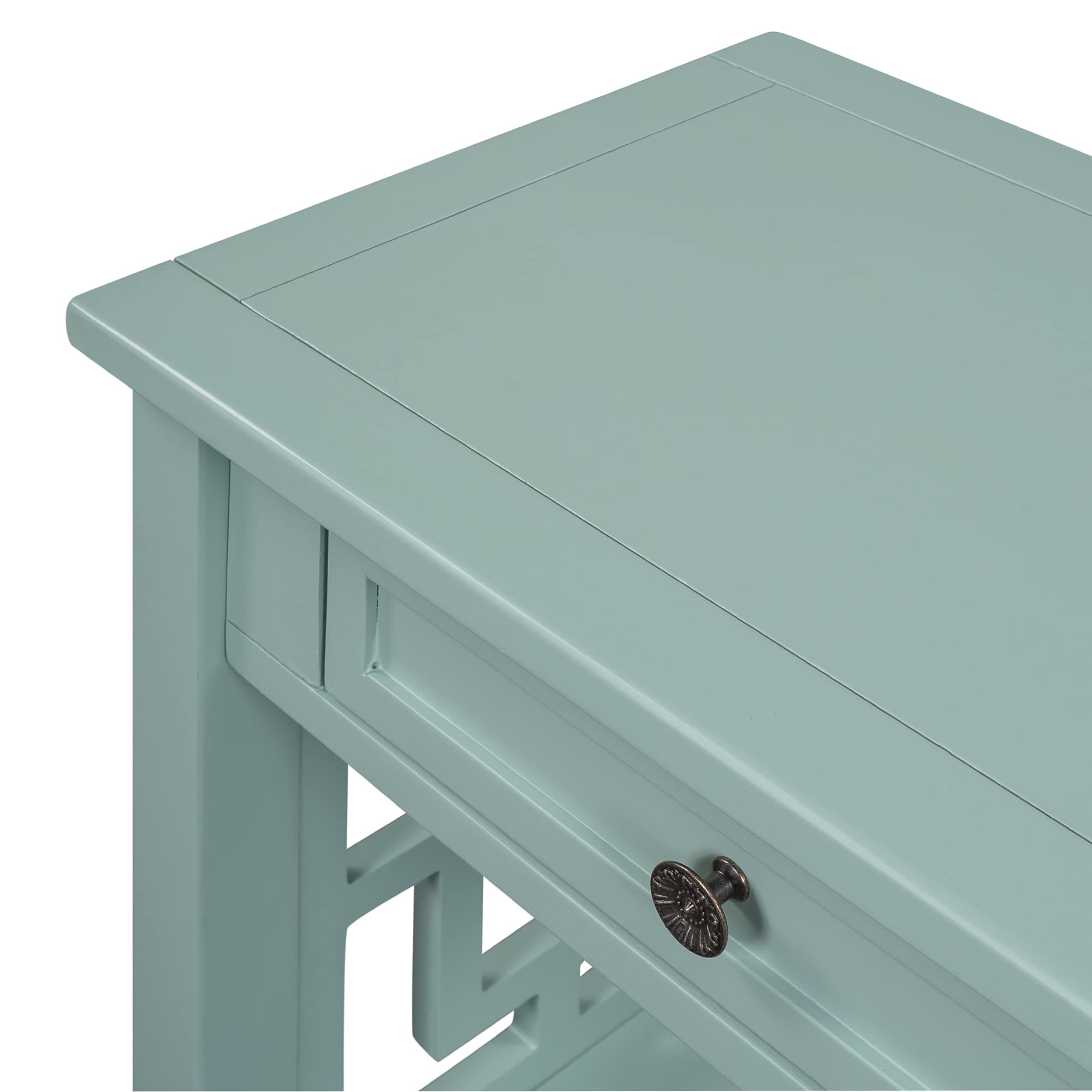 Quarte Retro Style Console Table - Entryway Hallway Sofa Table with 4 Drawers & 1 Shelf, Thick Wood Accent Side Table for Living Room, Bedroom - Easy Assembly (Green) | Perfect for Small Spaces, Apartment Decor & Home Organization