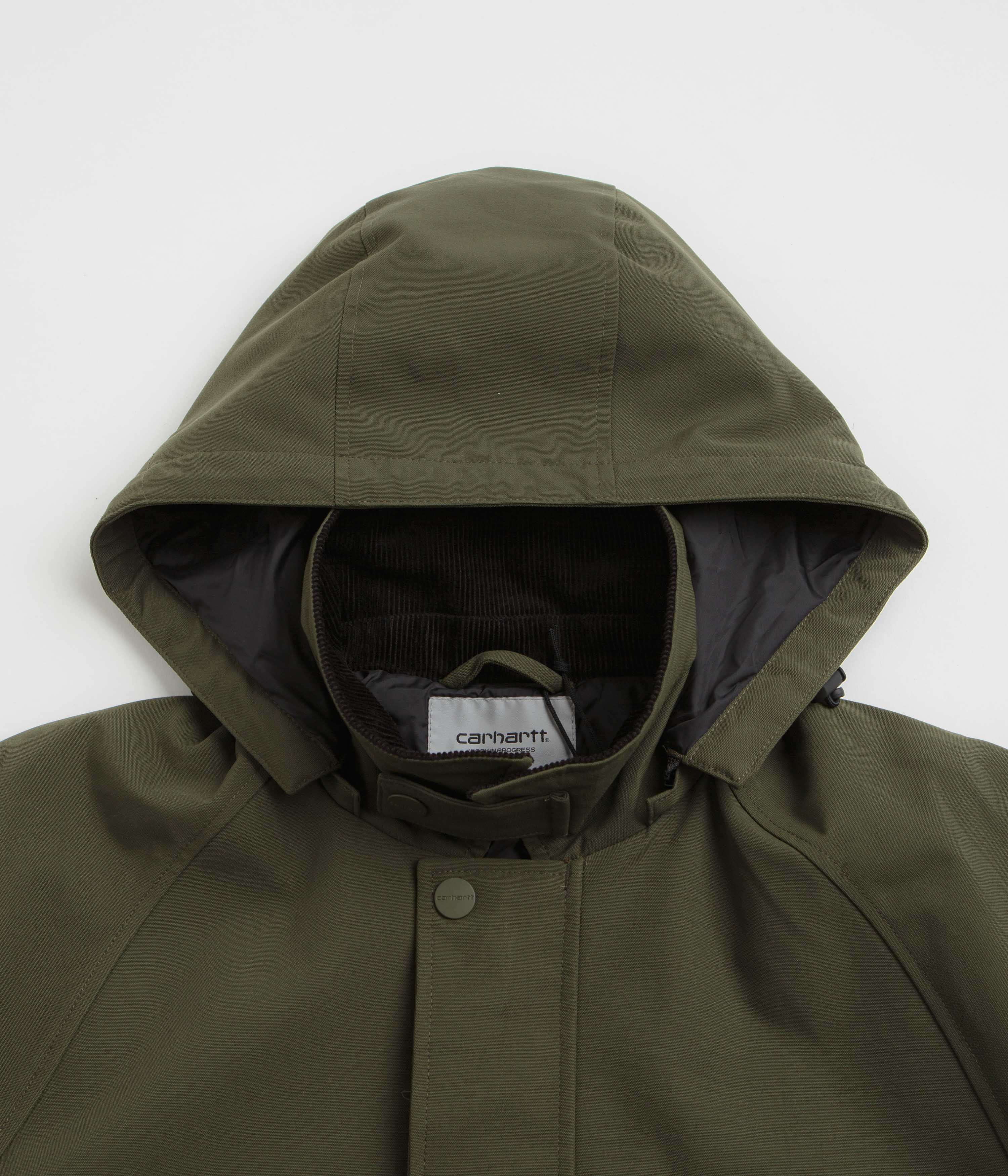 Carhartt Clarton Jacket for Men - Water-Resistant Work Jacket in Office Green/Black - Ideal for Construction, Outdoor Work & Winter Wear