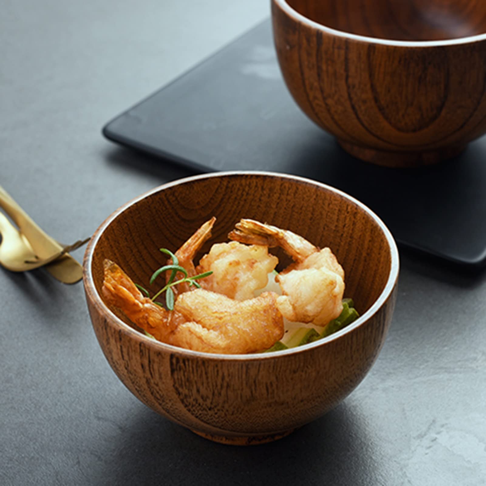 Handmade Japanese Style Wooden Ramen Bowl Set - 6pcs Wood Soup, Salad, Rice & Noodle Bowls for Adults & Kids - Eco-Friendly Tableware for Home, Restaurant & Gift Giving