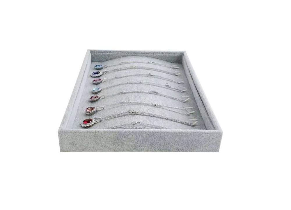 Luxury Gray Velvet Jewelry Tray Organizer - Stackable Storage Box for Necklaces, Rings & Earrings - Perfect for Closet, Drawer, Trade Show & Home Organization