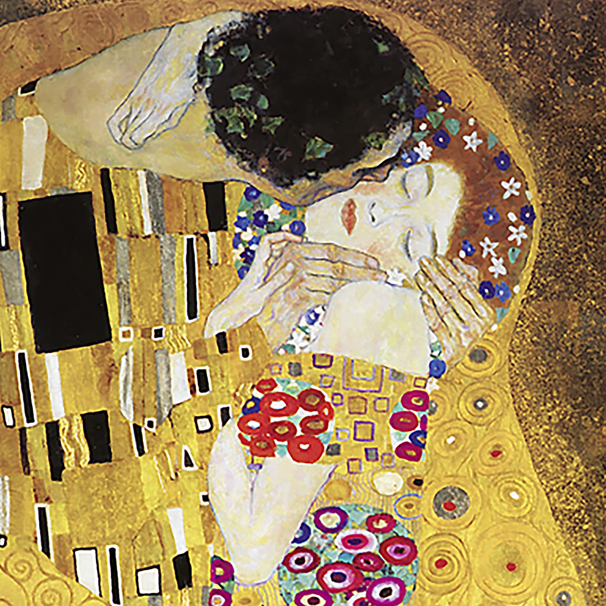 Gustav Klimt The Kiss Framed Canvas Art Print - Small Size, Famous Romantic Painting for Home & Office Decor, Perfect Gift for Couples & Art Lovers