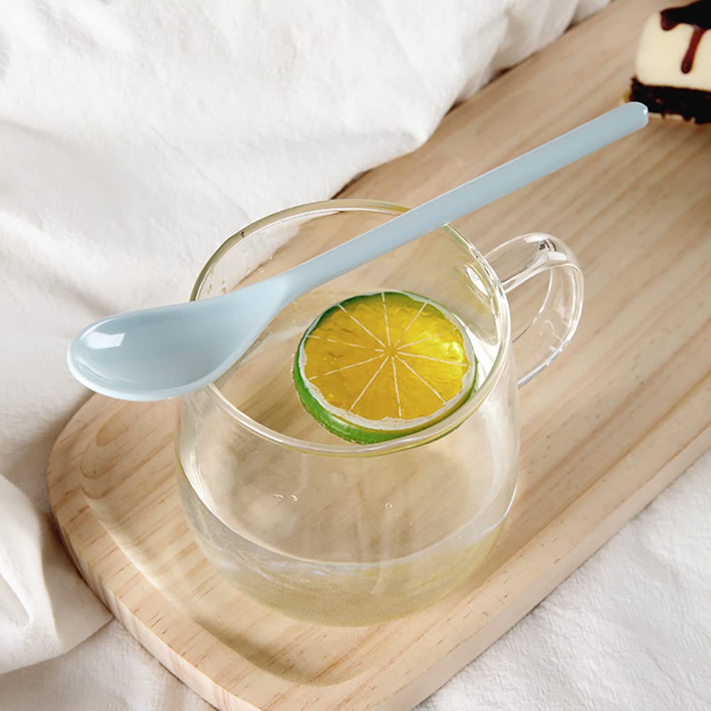 5-Piece Long Handle Melamine Spoons - Colorful Coffee & Cocktail Stirring Spoons, Yogurt Mixing Teaspoons for Ice Cream, Milk, and Beverages - Perfect for Home, Cafe, and Party Use