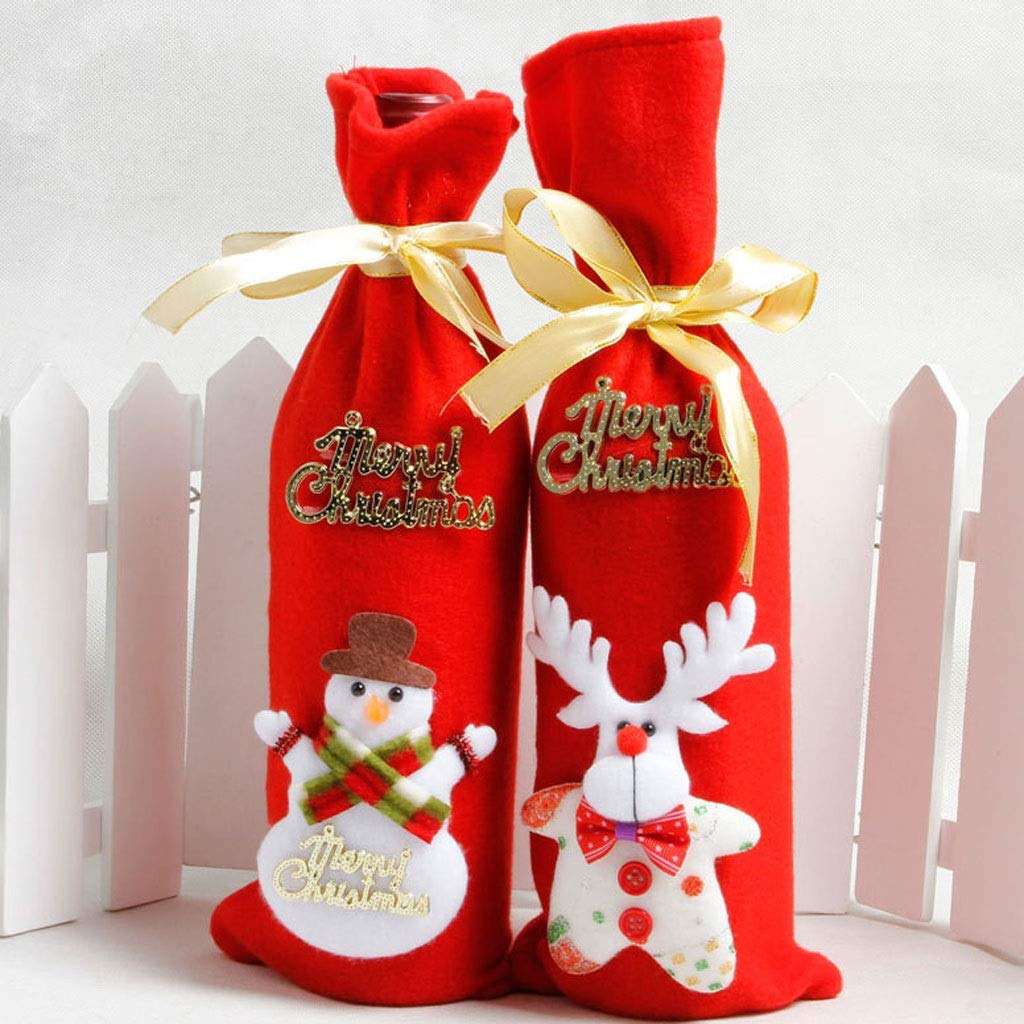 SHYPT 2-Pack Snowman Socks - Christmas Home Decor, Santa Claus Wine Bottle Covers & Festive Stocking Gifts for Holiday Parties, Tree Decorations & New Year Celebrations