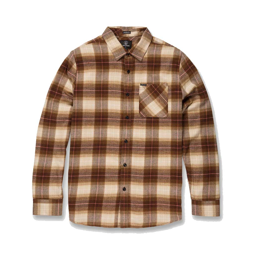 Brixton Kemostone Long Sleeve Flannel Shirt for Men - Soft Plaid Button-Up Shirt - Perfect for Casual Wear, Outdoor Adventures, and Layering in Cool Weather