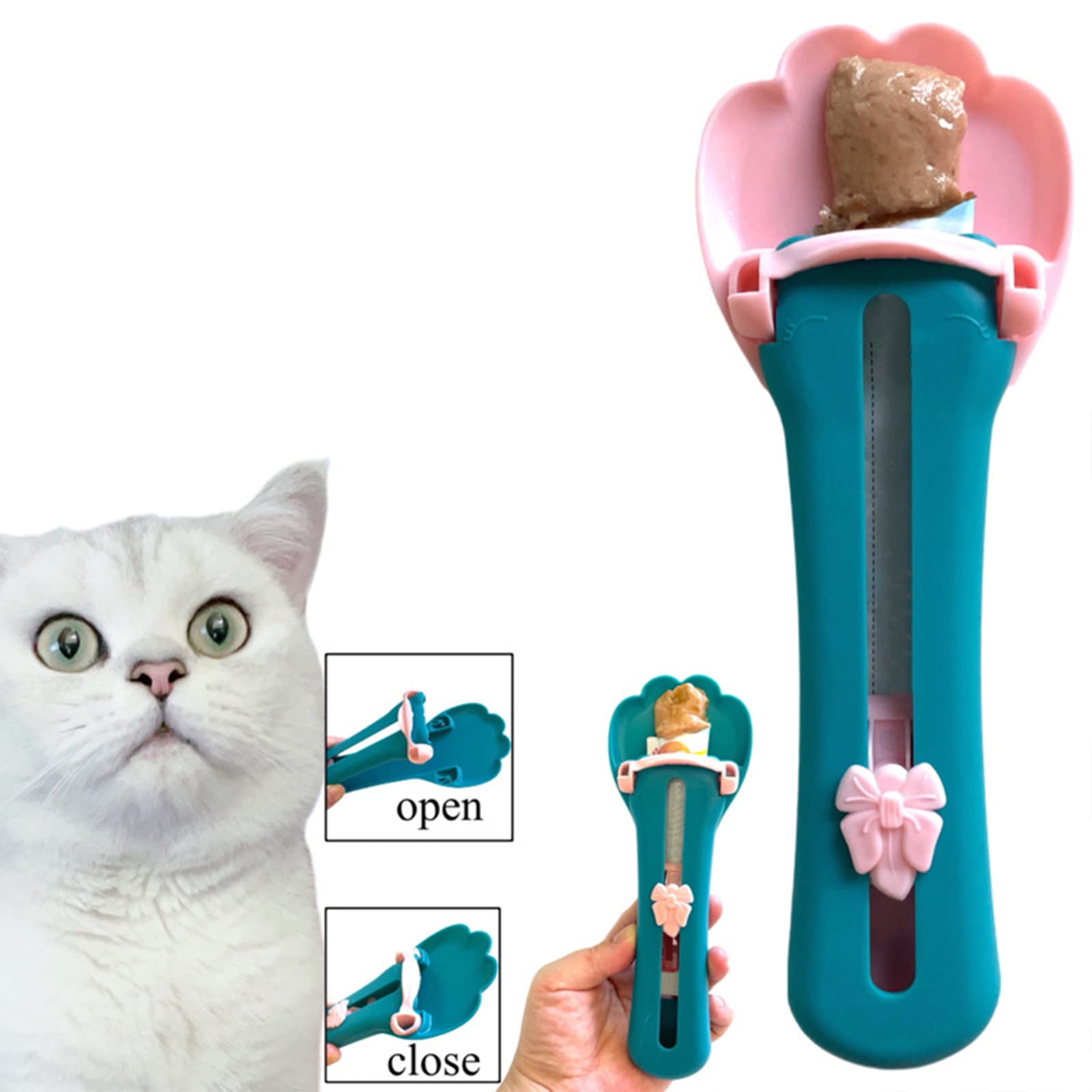 Premium Cat Claw Shaped Squeeze Spoon for Lickable Wet Cat Treats - Delectables Liquid Snack Feeder - Perfect for Kittens & Adult Cats (Pink) - Ideal for Stress Relief, Bonding & Mealtime Fun