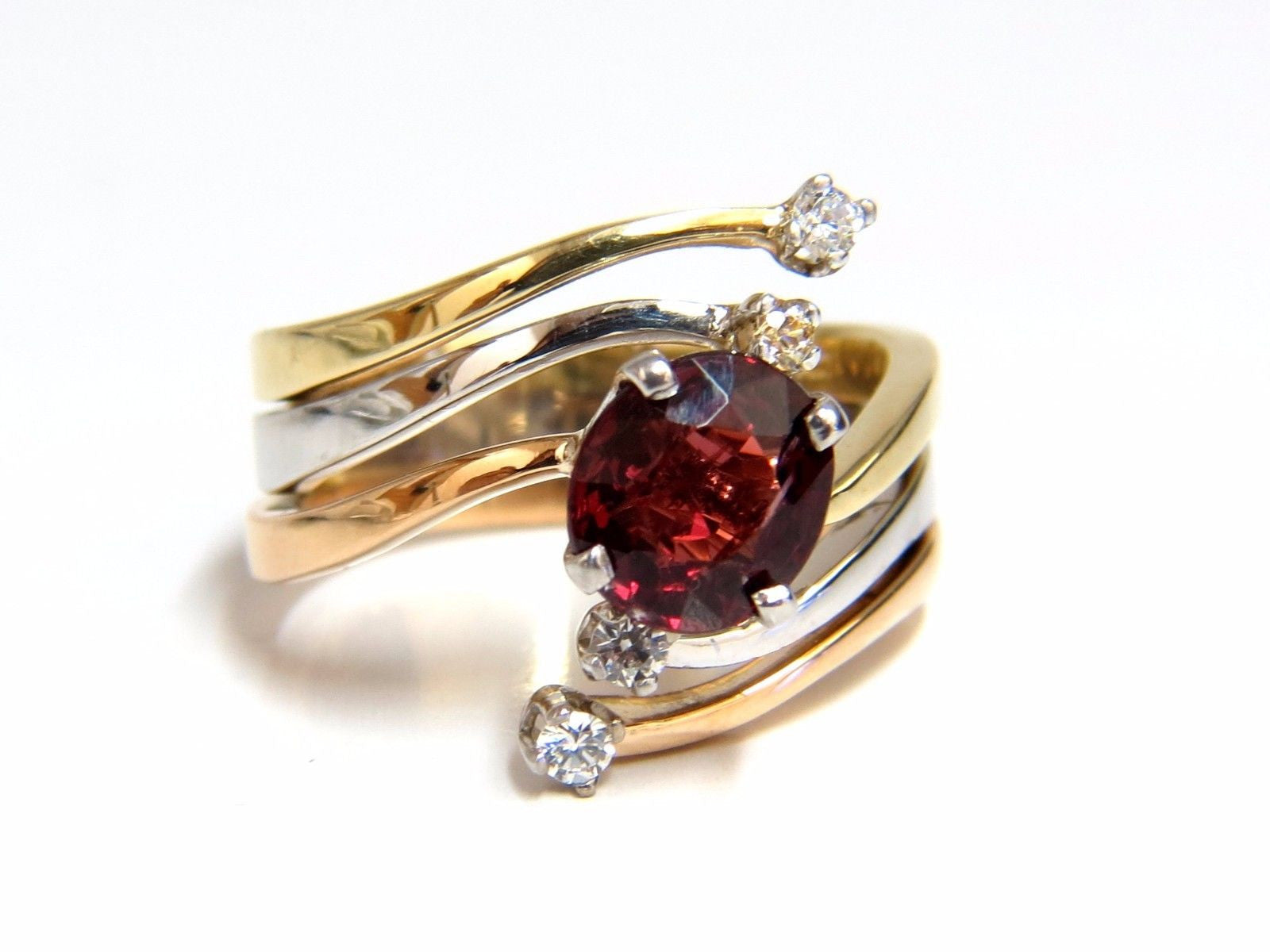 2.00ct Natural Blood Red Orange Spinel Diamond Bypass Ring in 14kt White Gold - Elegant Engagement, Wedding, or Anniversary Gift for Women