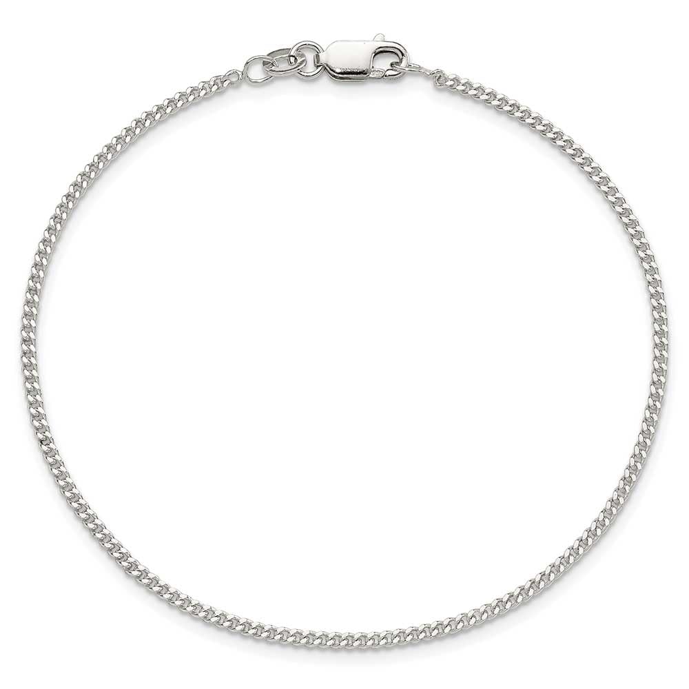 1.75mm Sterling Silver Curb Chain Anklet Bracelet for Women - Perfect for Beach, Party & Everyday Wear