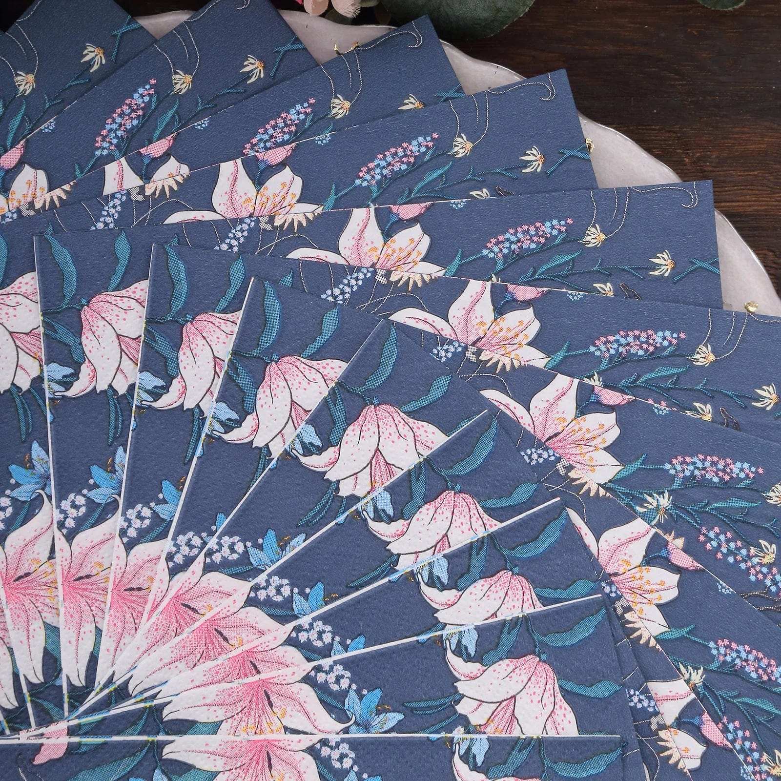 20-Pack Navy Blue 13x13 Inch Water Lily Cocktail Paper Napkins - Disposable Party Supplies for Weddings, Baby Showers & Dinner Parties
