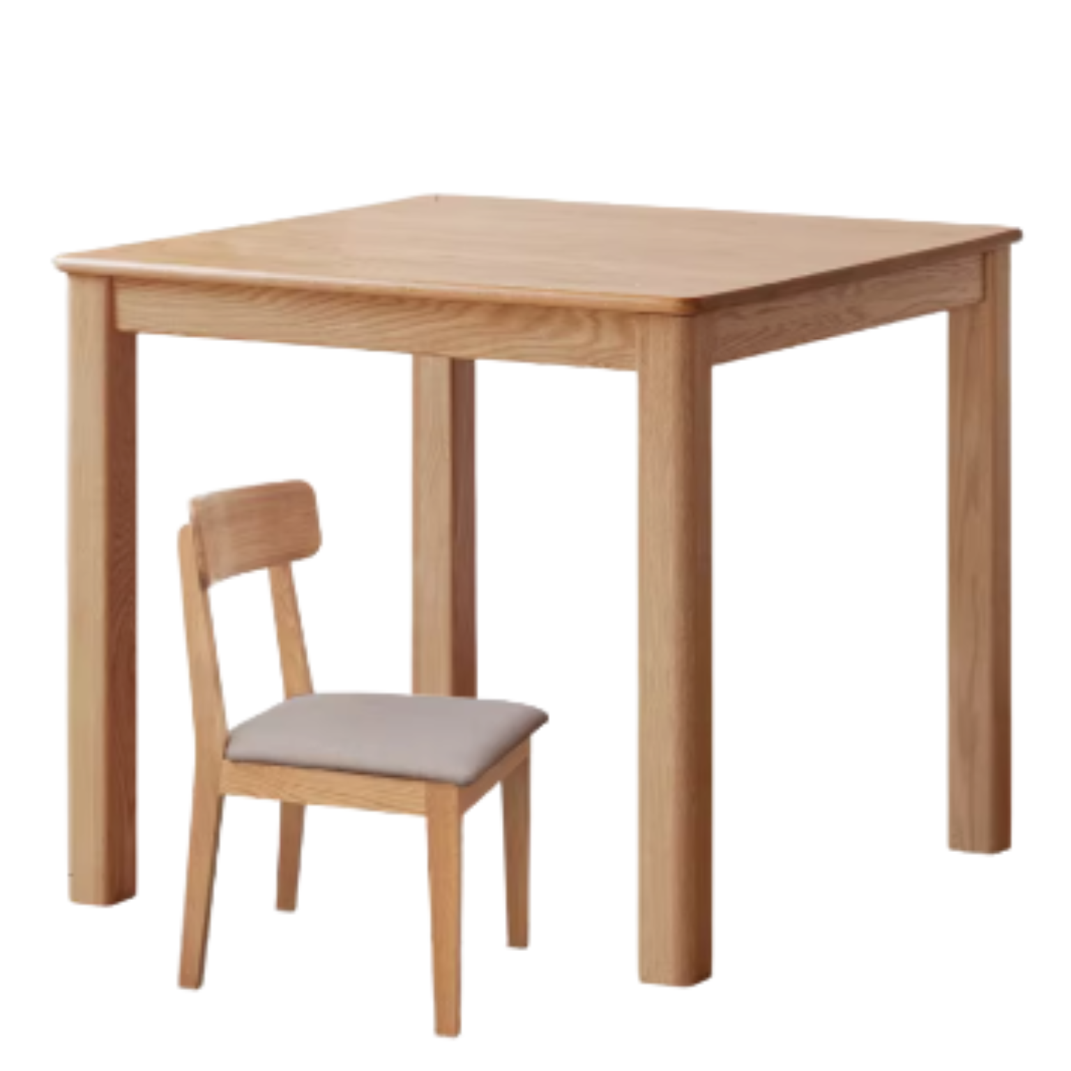 Solid Oak Wood Modern Square Dining Table - Perfect for Small Spaces, Apartments & Contemporary Home Decor