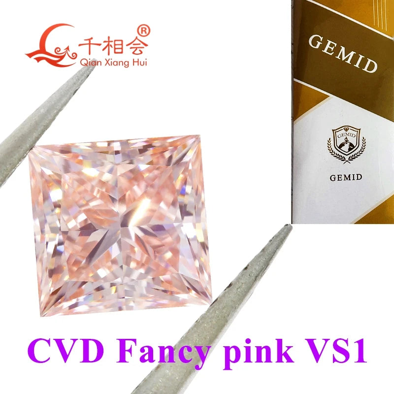1.496ct & 1.560ct Fancy Pink CVD Lab-Grown Diamond - VS1 Clarity Square Shape GEMID Certified Loose Stone for Engagement Rings & Fine Jewelry Making