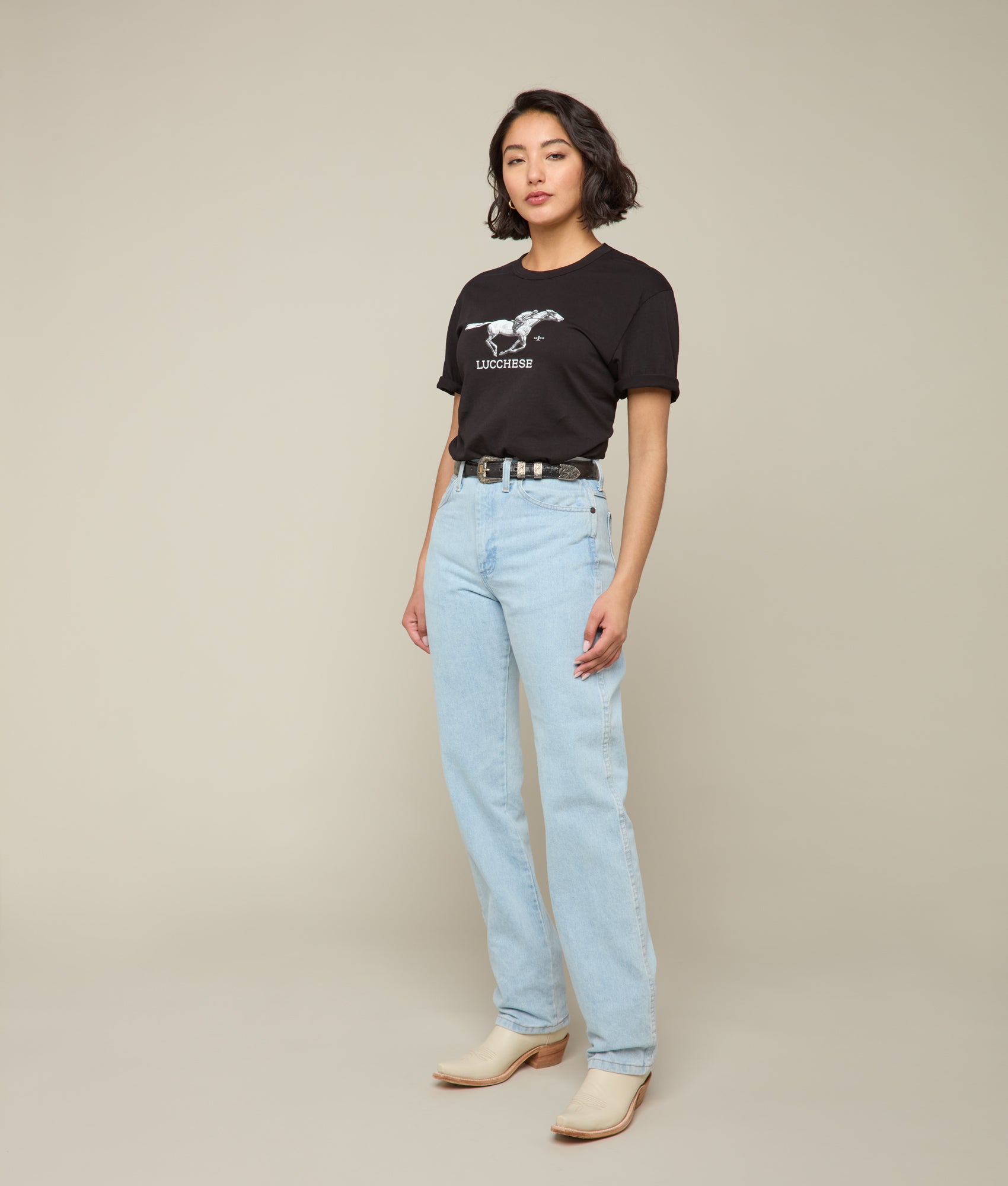 Lucchese Racehorse T-Shirt for Men - Soft Cotton Tee with Classic Western Design - Perfect for Casual Wear, Rodeo Events & Western Fashion