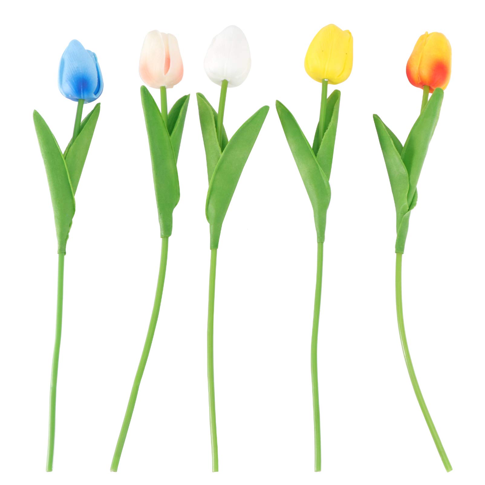 5pcs Artificial Tulip Flowers - Realistic Plastic Silk Tulip Bouquet for Home Decor, Fake Holland Tulips for Vase Arrangement, Wedding Centerpieces & Spring Table Decor