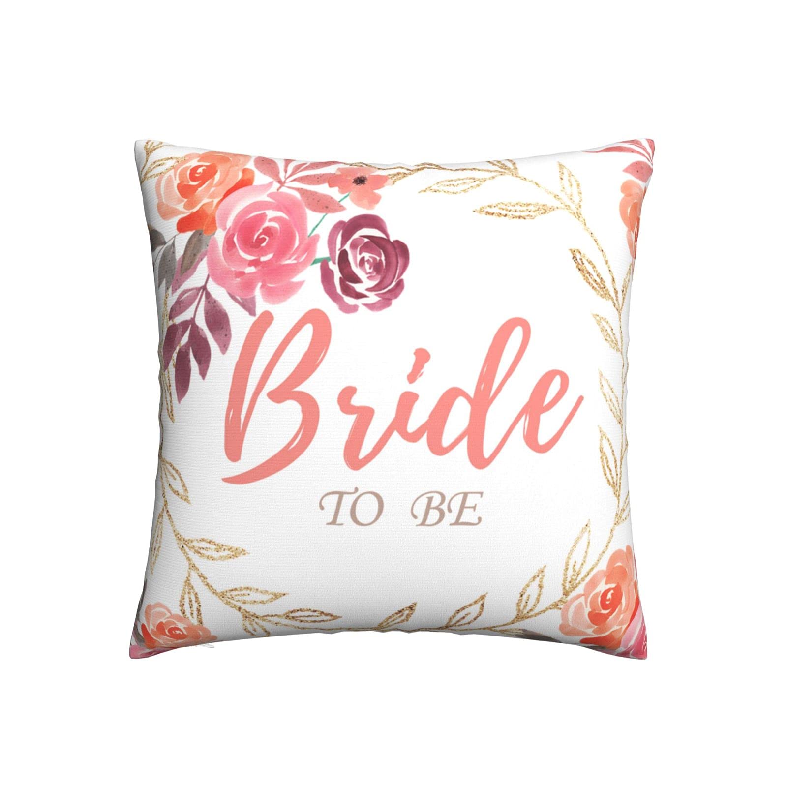 Bride to Be Throw Pillow Covers 20x20 Inches - Wedding Decorative Pillow Cases with Hidden Zipper for Bridal Shower, Bachelorette Party & Newlywed Home Decor