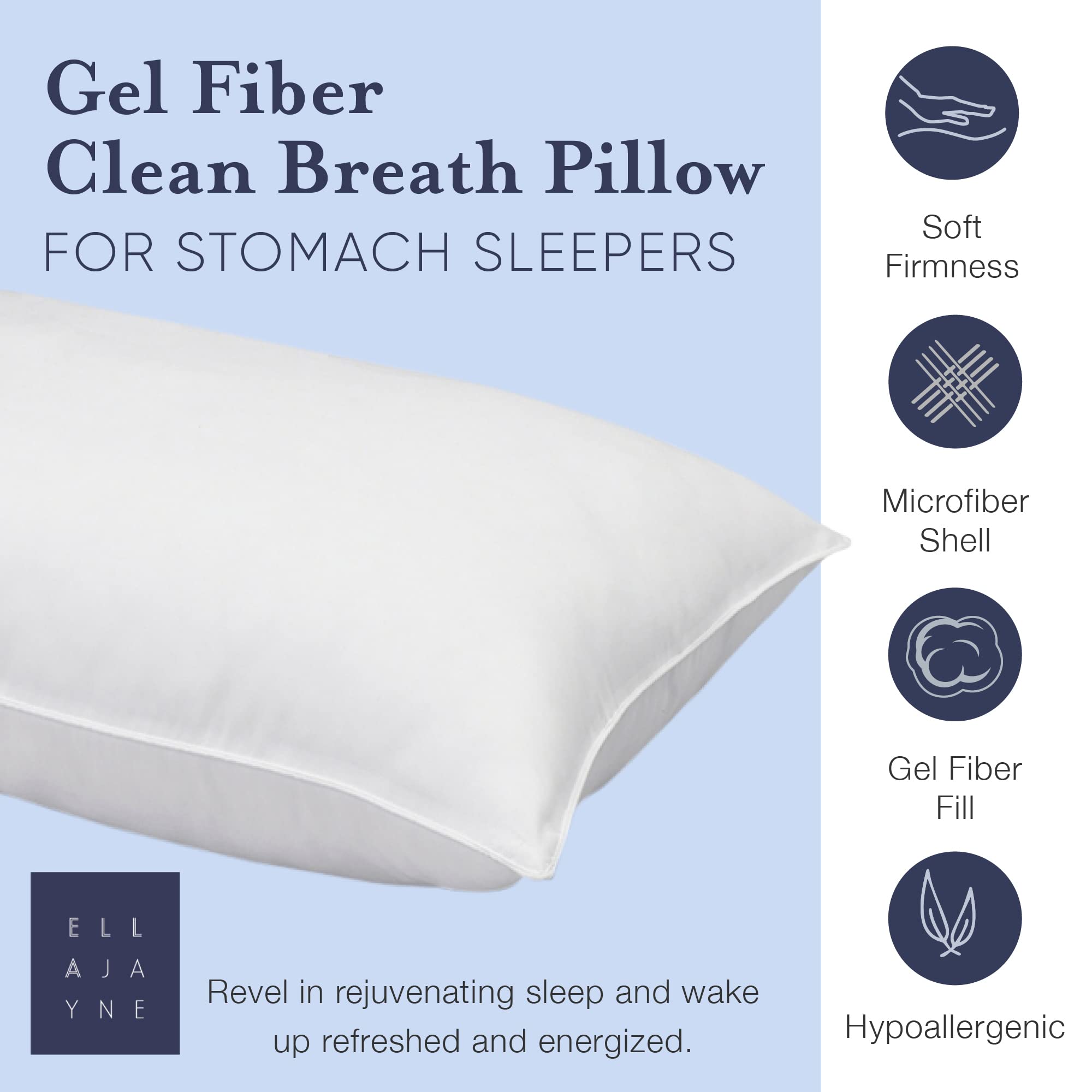 Ella Jayne Bed Pillows 4 Pack - Queen Size Luxury Microfiber Pillow Set with Gel Fiber Fill - Soft Support for Stomach Sleepers & Back Sleepers - Hotel Collection for Home, Dorm, Travel & Guest Room Use
