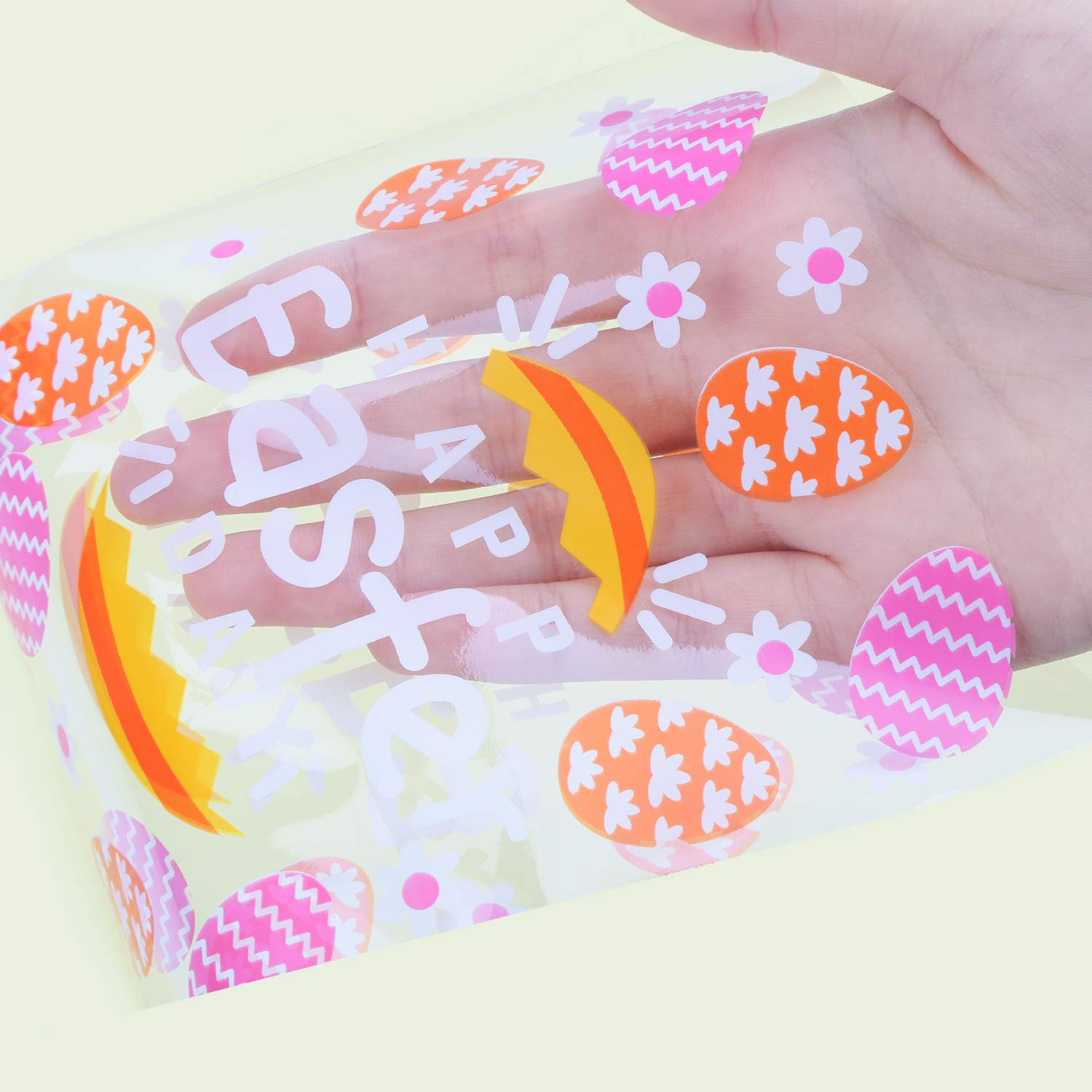 VEYLIN 120Pcs Easter Cellophane Goodie Bags with 150 Twist Ties - 5