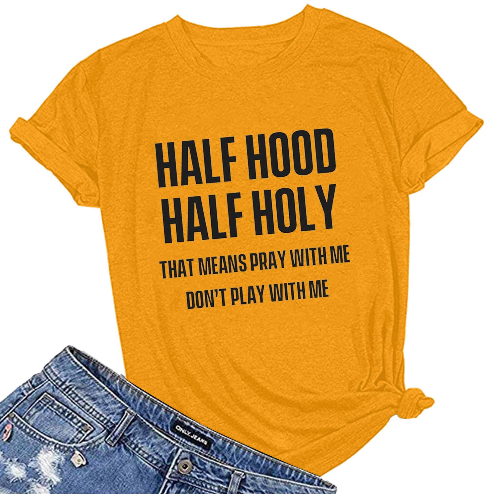 Women's Casual Short Sleeve Graphic T-Shirt - Loose Fit Crew Neck Blouse with Letter Print | Perfect for Everyday Wear, Weekend Outings & Summer Fashion