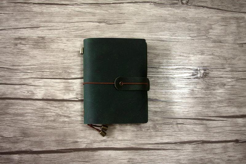 Premium Green Leather Traveler's Notebook - Slim & Compact for Journaling, Sketching & Daily Planning | Perfect Gift for Writers, Artists & Students