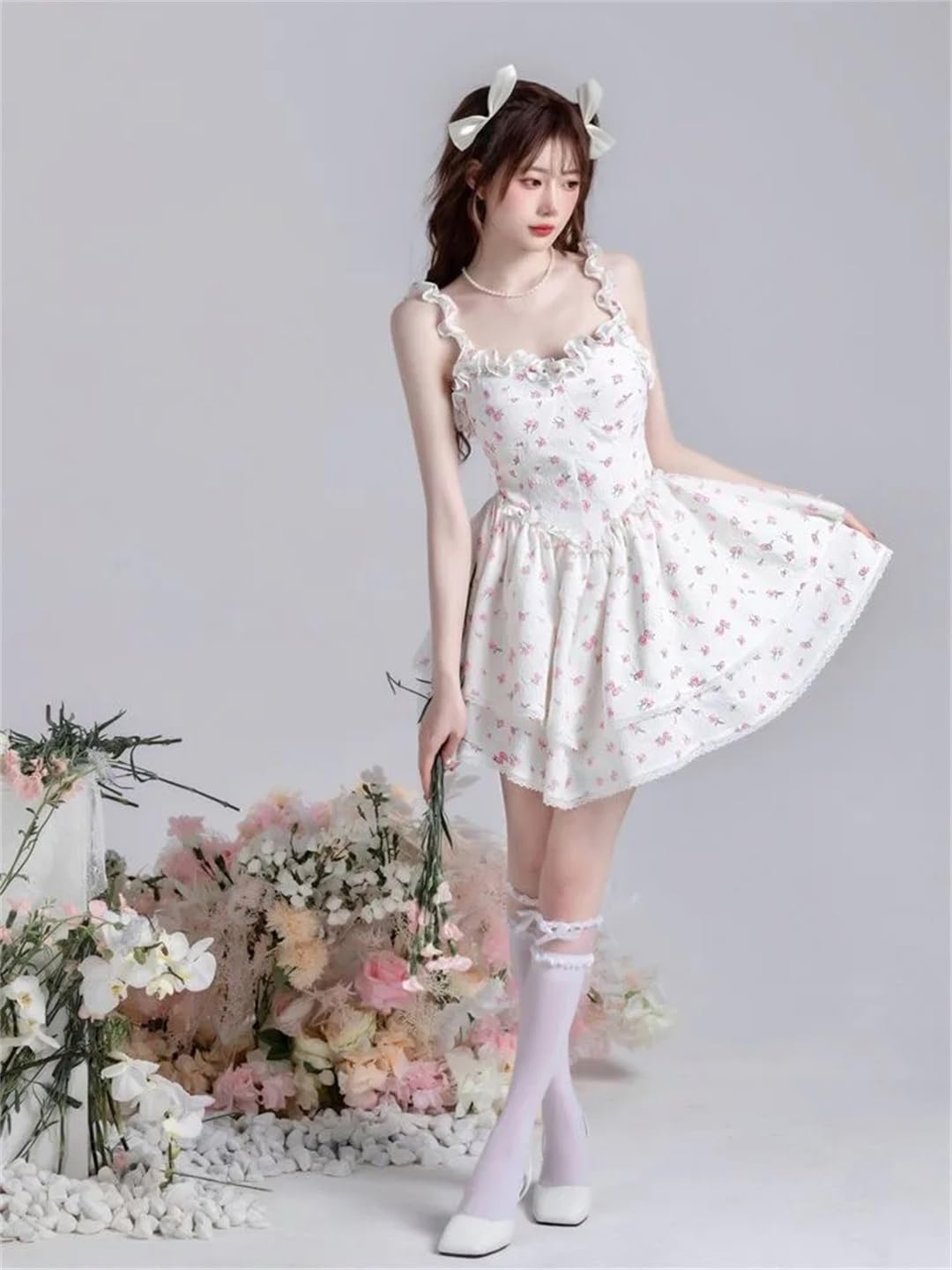 Elegant French Floral Lace Prom Dress - Sleeveless Summer Party Gown for Women | Perfect for Weddings, Cocktail Parties & Formal Events