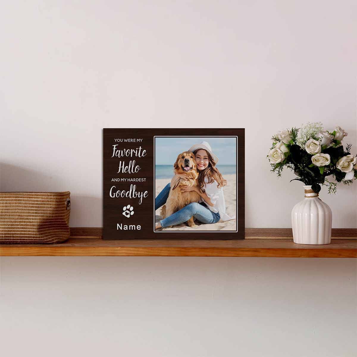 Personalized Wooden Photo Frame - Custom Love Picture Frame with 'You Were My Favorite Hello And My Hardest Goodbye' Engraving - Perfect for Anniversaries, Weddings & Romantic Gifts