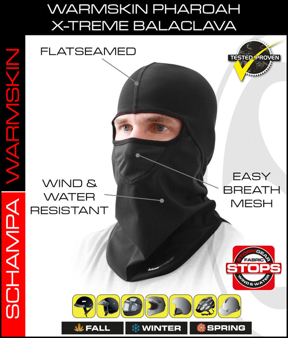 Pharaoh Deluxe II Balaclava Black - Winter Ski Mask for Men & Women - Cold Weather Face Cover for Motorcycle, Snowboarding, and Outdoor Activities