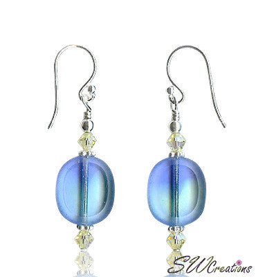Crystal Blue Beaded Window Earrings for Women – Bohemian Style Handmade Jewelry for Parties, Weddings & Everyday Wear