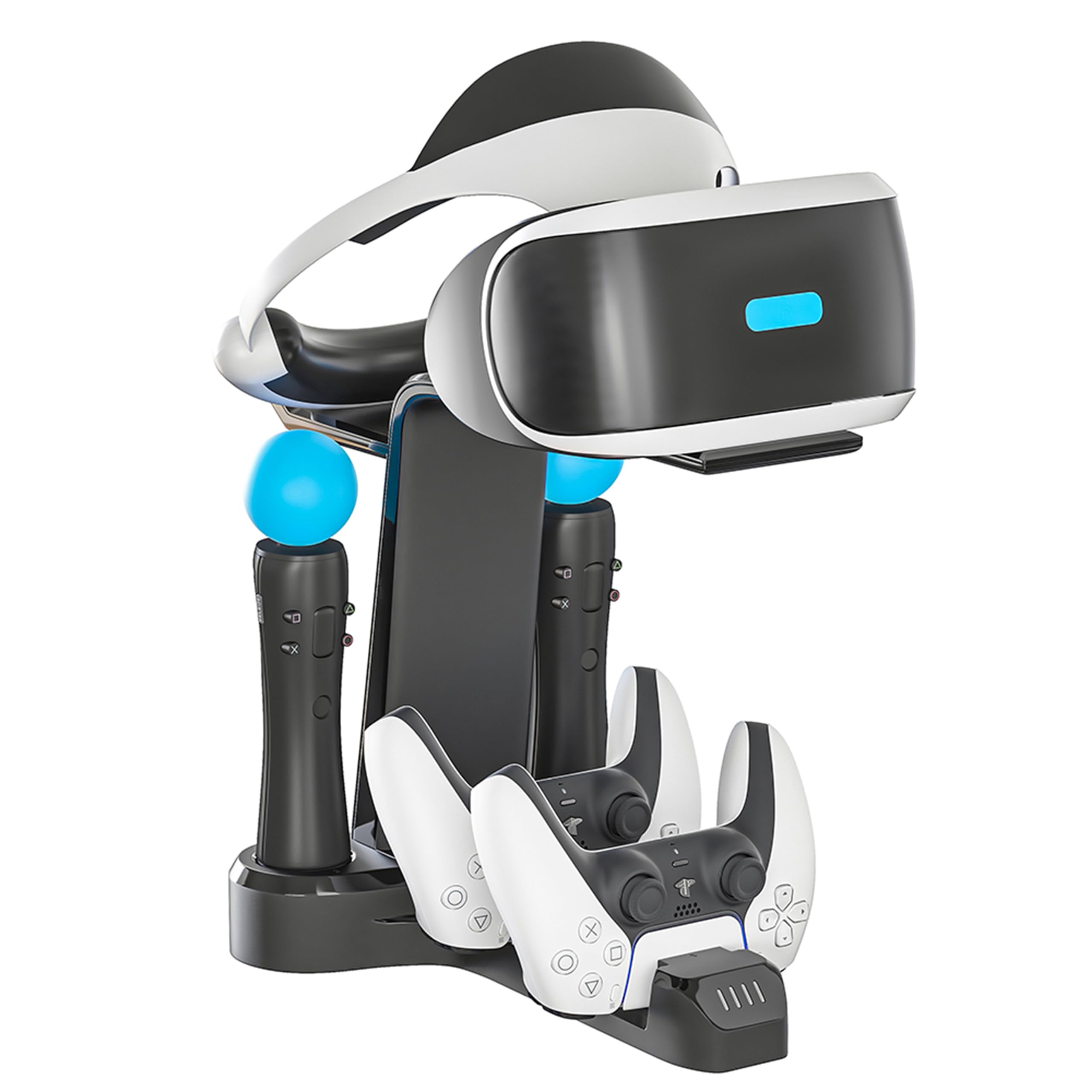 Skywin VR Charging Stand for PS5 & PSVR - Dual Controller Dock with LED Display - Fast Charging Station for PlayStation VR Headset & Accessories (Black) - Perfect for Gaming Rooms & VR Entertainment Setups