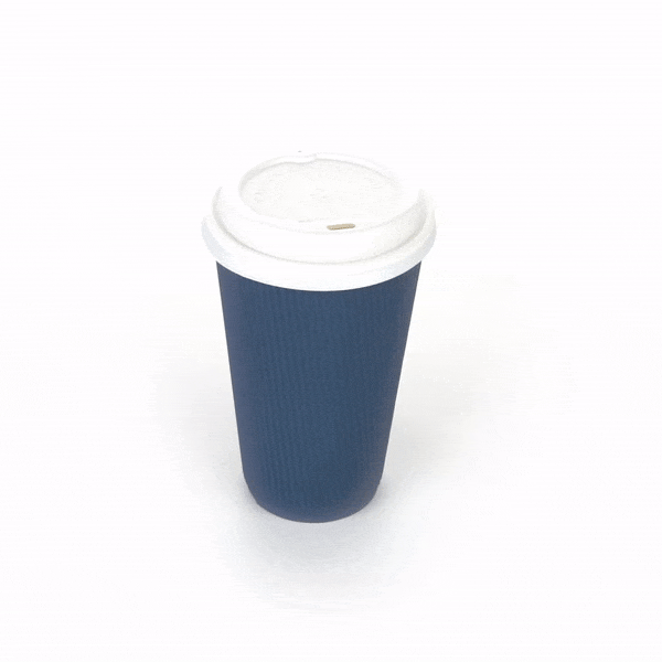 16 oz Midnight Blue Ripple Wall Coffee Cups with White Lids - 20 Count Bulk Pack (3.5