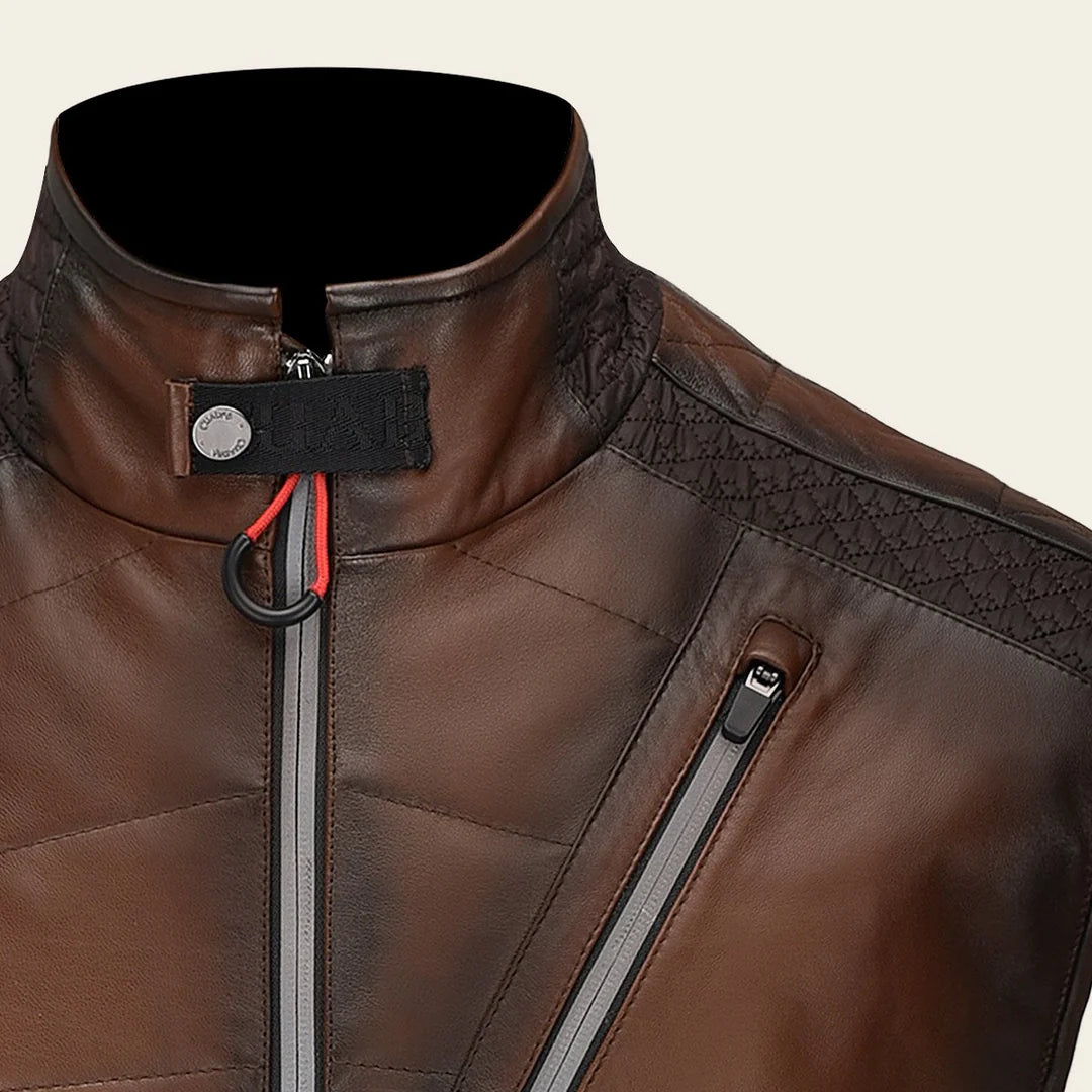 Men's Cuadra Brown Casual Fashion Lambskin Leather Vest - H340COC | Stylish & Comfortable for Everyday Wear, Outdoor Activities & Layering