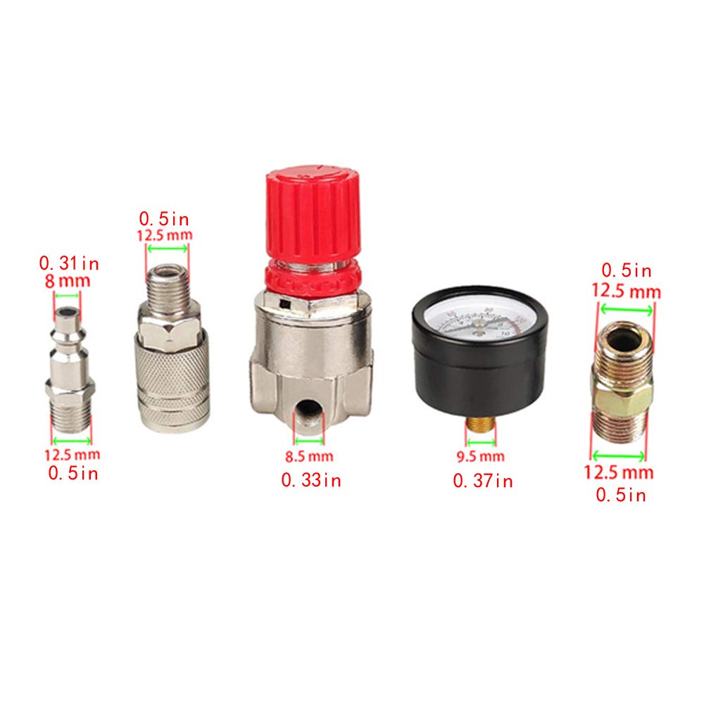 0-175 PSI Air Compressor Pressure Regulator with Dial - Replacement Part for Air Compressor (Four-Way Valve) - Ideal for Workshop, Garage & Industrial Use