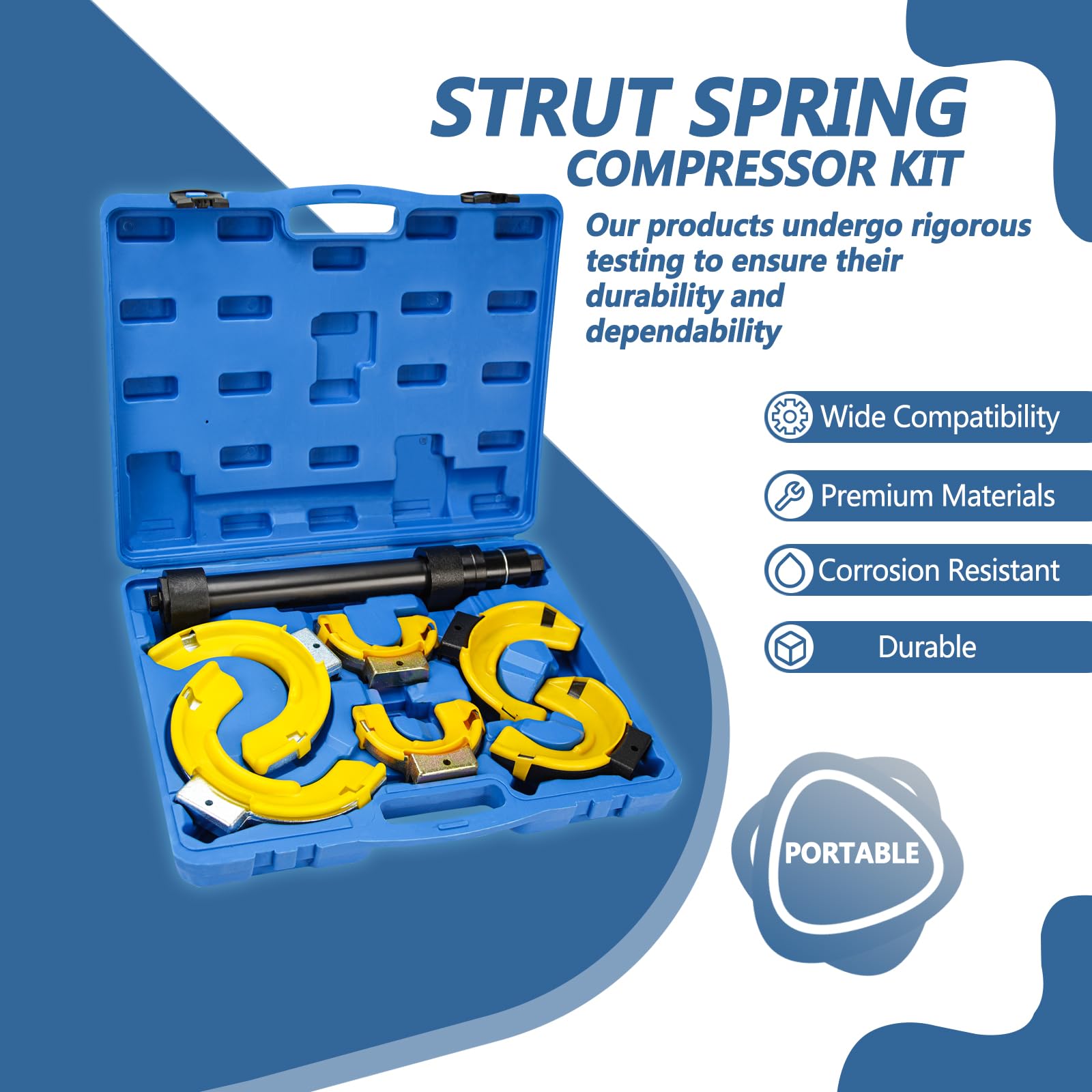 Handor Strut Spring Compressor Set - MacPherson Strut Spring Compressor Kit with Interchangeable Forks, Protective Sleeve & Carrying Case - Perfect for DIY Car Suspension Repair & Maintenance