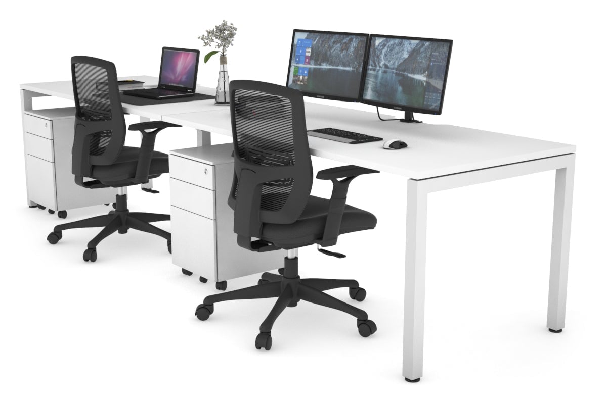Quadro Square Legs 2 Person Office Workstation - 1200L x 800W with Cable Management - Perfect for Collaborative Workspaces & Modern Offices