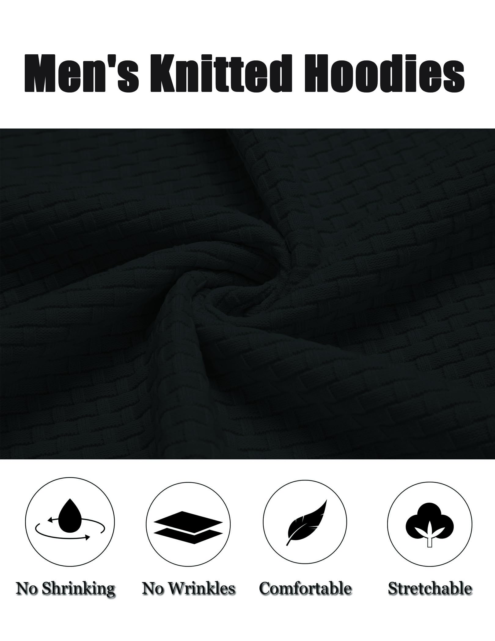 COOFANDY Men's Slim Fit Hooded Sweatshirt - Long Sleeve Casual Pullover with Drawstring & Waffle Knit Design | Perfect for Streetwear, Gym, and Everyday Comfort