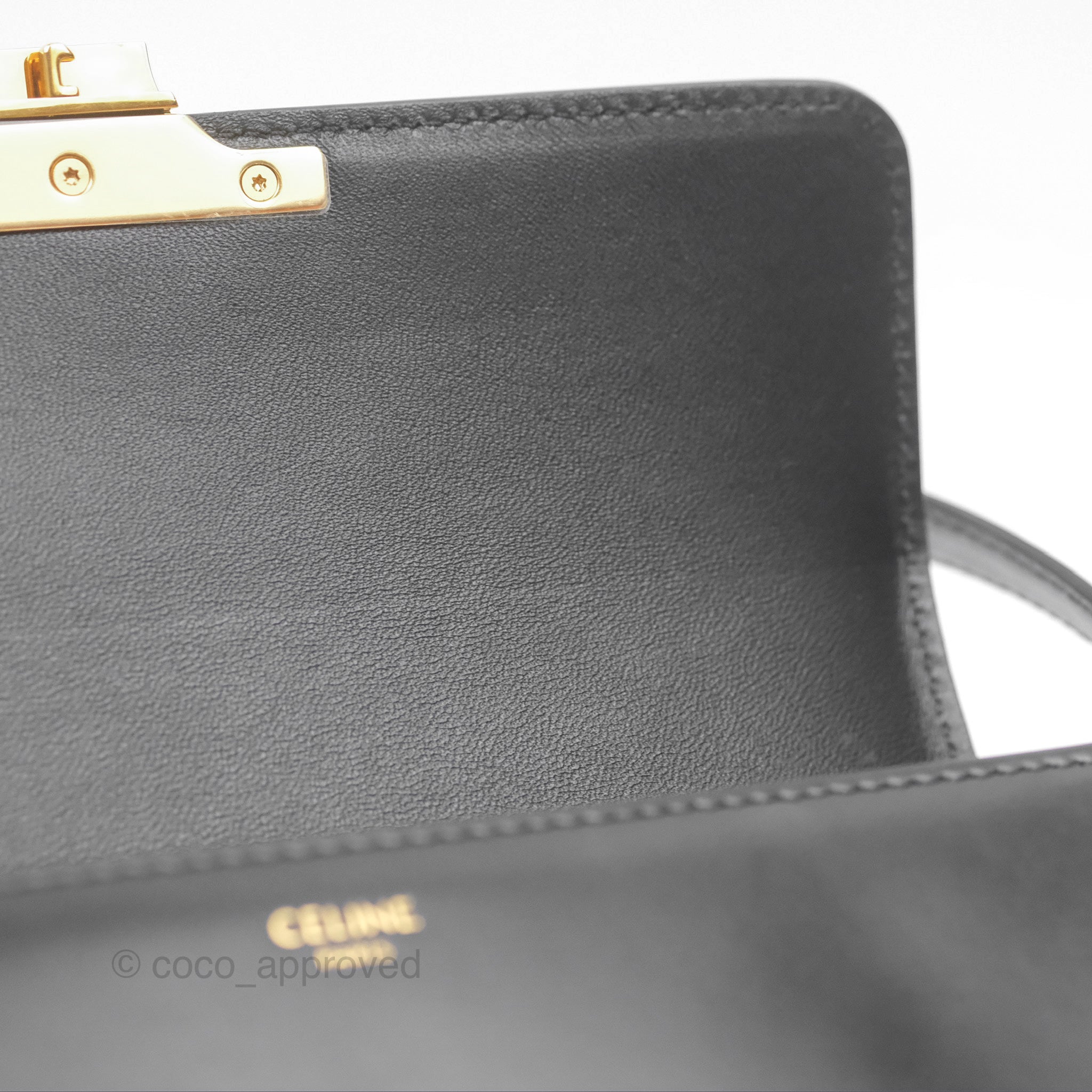 Celine Triomphe Shoulder Bag in Black Calfskin Leather - Luxury Designer Handbag for Women, Perfect for Work, Travel & Evening Events