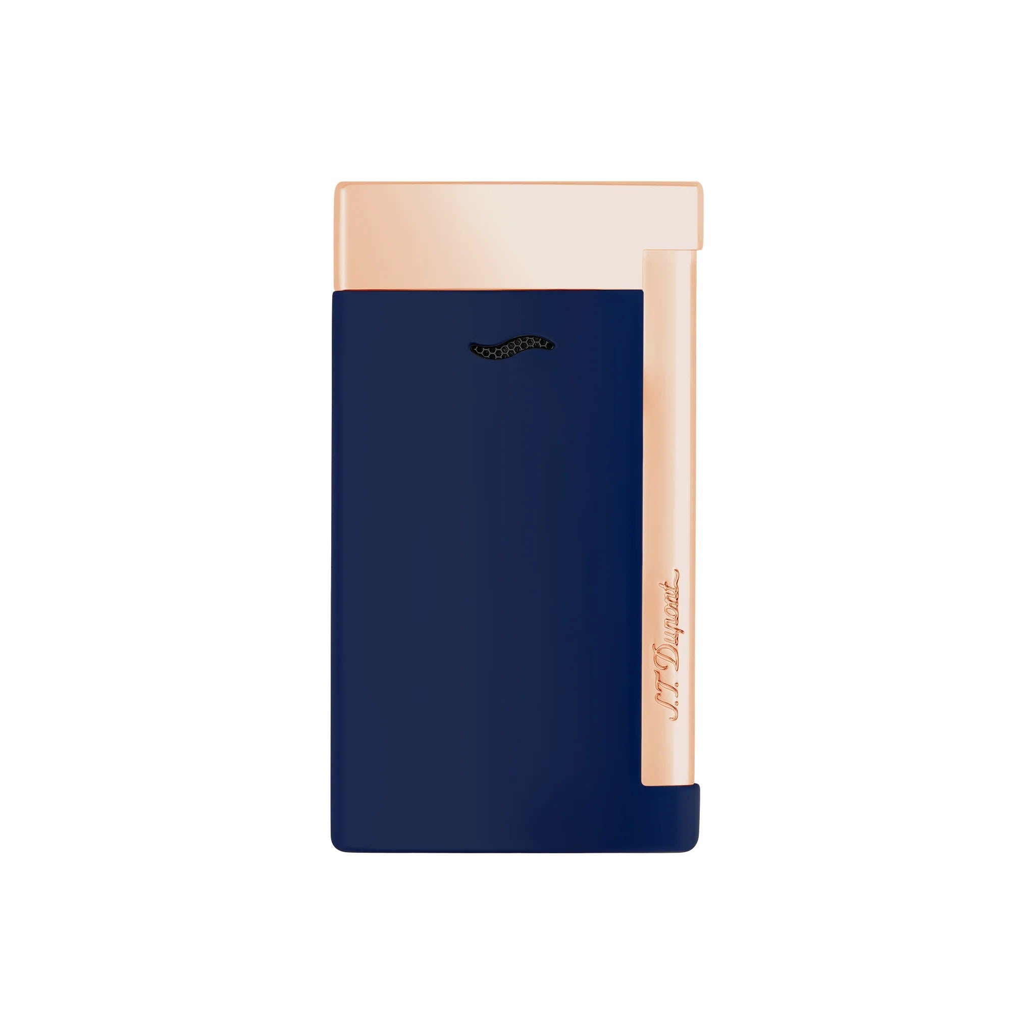 S.T. Dupont Slim 7 Matte Blue & Rose Gold Luxury Lighter - Elegant Flat Flame Design for Cigars, Candles & Home Décor | Premium Gift for Men & Women