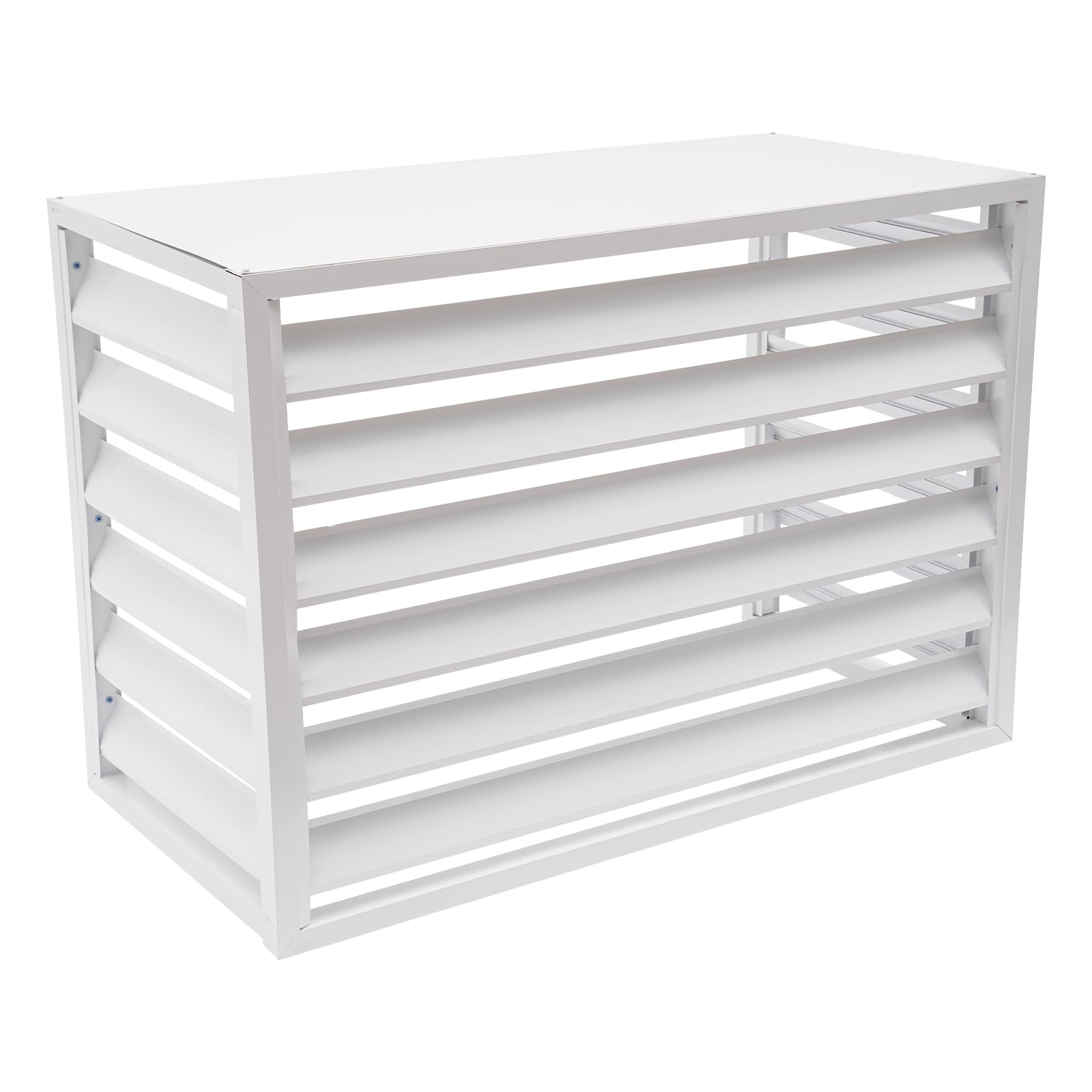 Free Standing Metal Air Conditioner Fence Screen for Outdoor Units - Decorative White AC Cover (39.4
