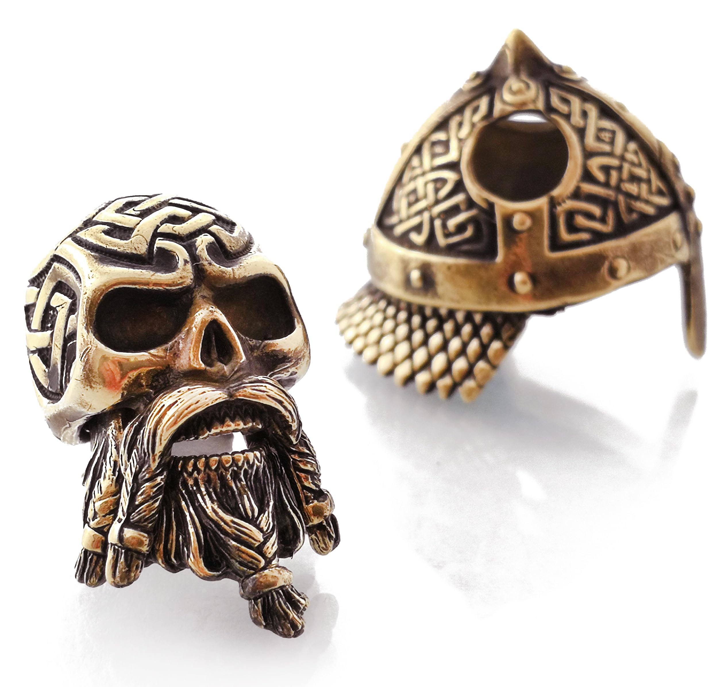 Viking Skull Paracord Bead - Handmade Metal Pendant for EDC & Knife Lanyards - Outdoor Survival Gear